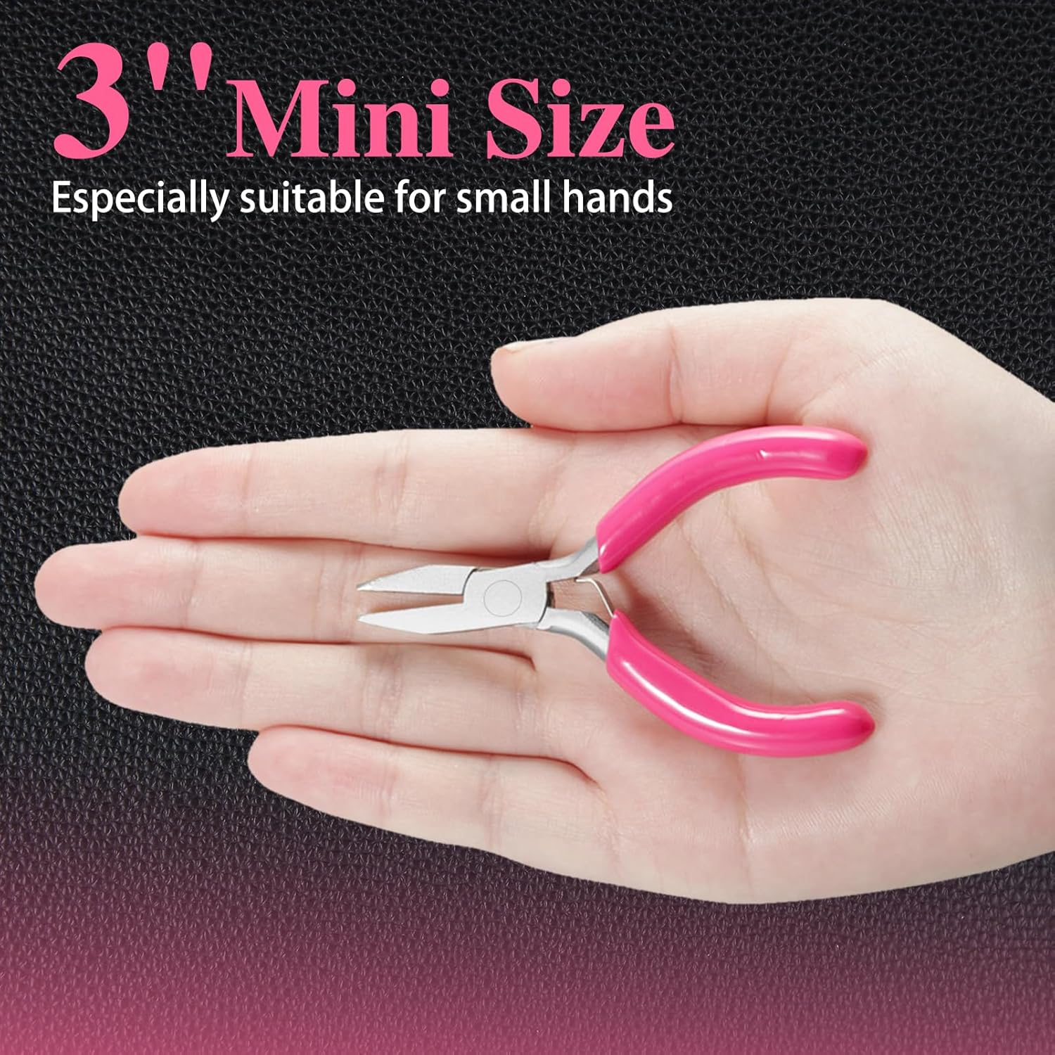 SPEEDWOX Mini alicates de punta plana, alicates de pico de pato de 3 pulgadas, alicates pequeños para manualidades, alicates rosados, alicates de