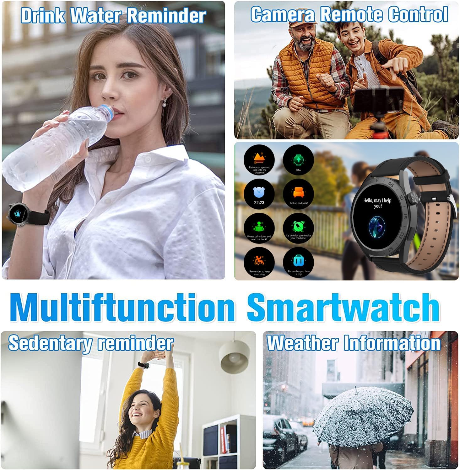 Aimery Reloj inteligente para hombres y mujeres, reloj inteligente con monitor de sueño de frecuencia cardíaca de oxígeno en sangre, reloj