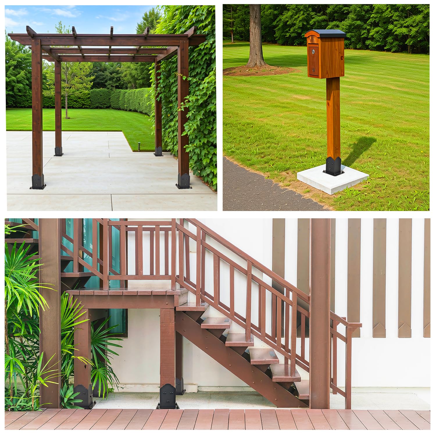 Creative Design – Base de poste de 4 x 4 pulgadas, soporte cuadrado para buzón de valla, base de poste atornillada, anclaje de tierra para poste de