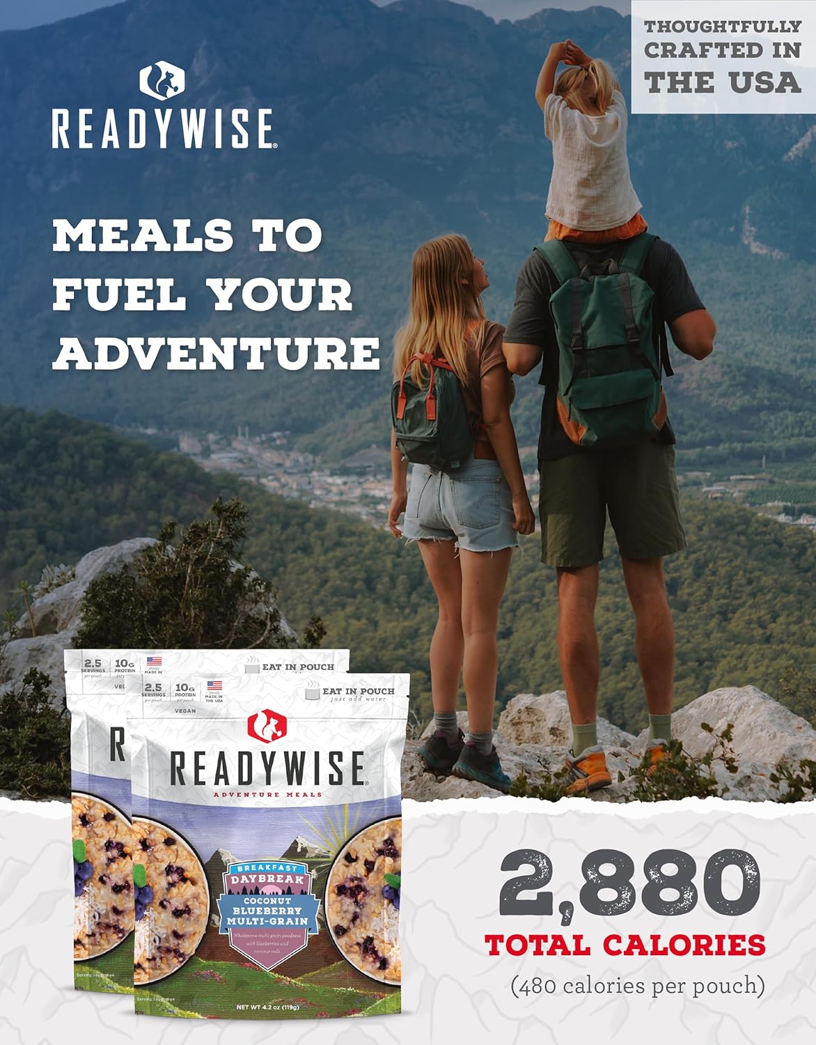 ReadyWise – Multigrano de arándano y coco (6 unidades), alimentos liofilizado para viajes de mochilero y campamentos, 15 porciones, producto vegano