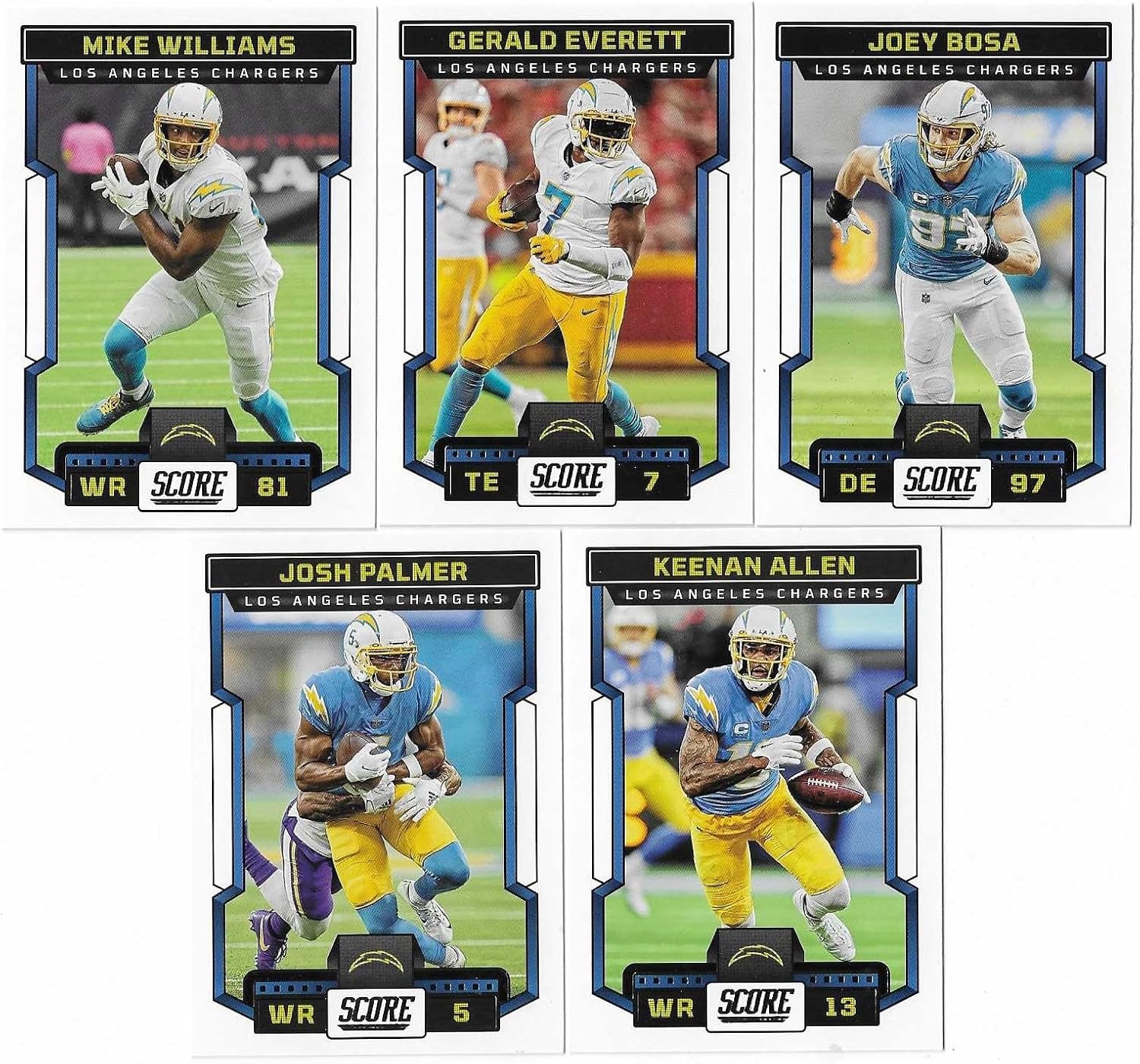 2023 Panini Score Football Los Angeles Chargers Team Set 13 Cards WDrafted Rookies Includes Justin Herbert
