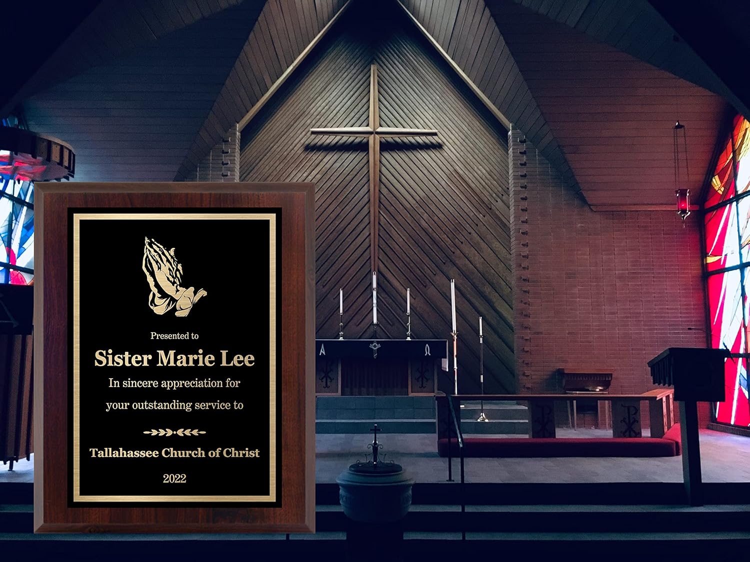 Premio de la iglesia personalizado  Placa religiosa personalizada grabada  Reconocimiento o apreciación para predicador, pastor, rabino, Usher,