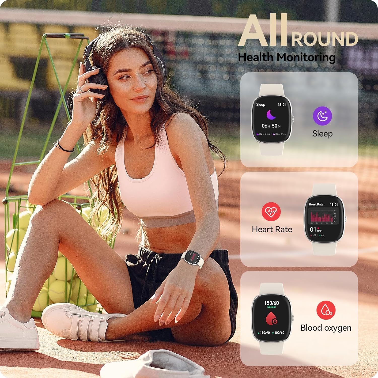 Relojes inteligentes para hombres y mujeres con monitor de oxígeno en sangre de frecuencia cardíaca, seguimiento del sueño, contador de calorías de
