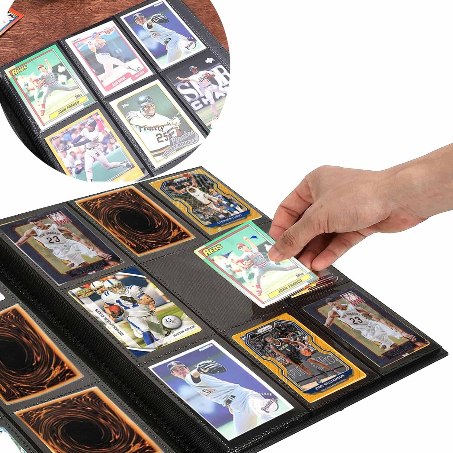 Carpeta de tarjetas coleccionables de 9 bolsillos, carpeta de tarjetas deportivas para TCG, MTG, fútbol, tarjetas de béisbol, 30 páginas, coloca