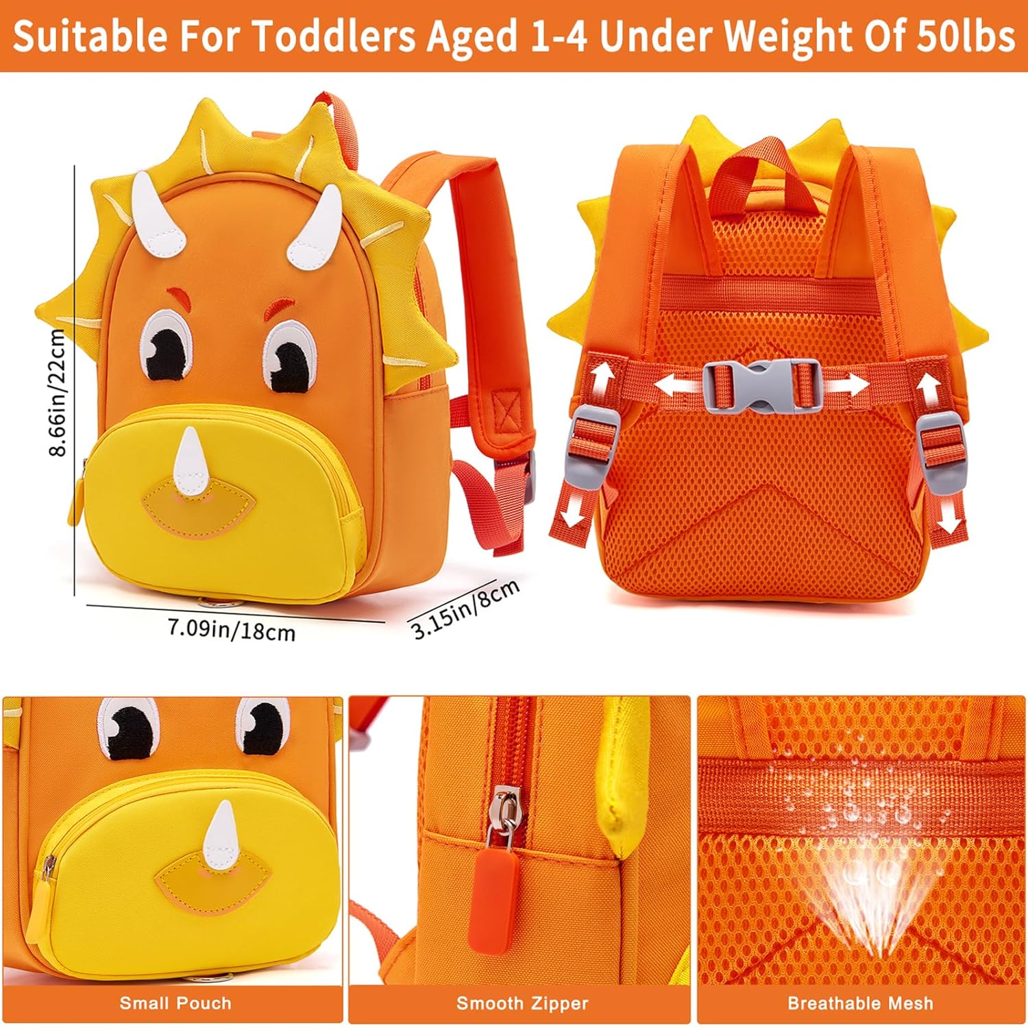 Accmor Arnés para niños y niñas, lindas mochilas de dinosaurio con eslabón de muñeca antipérdida, mochila infantil con correa para bebés niños y