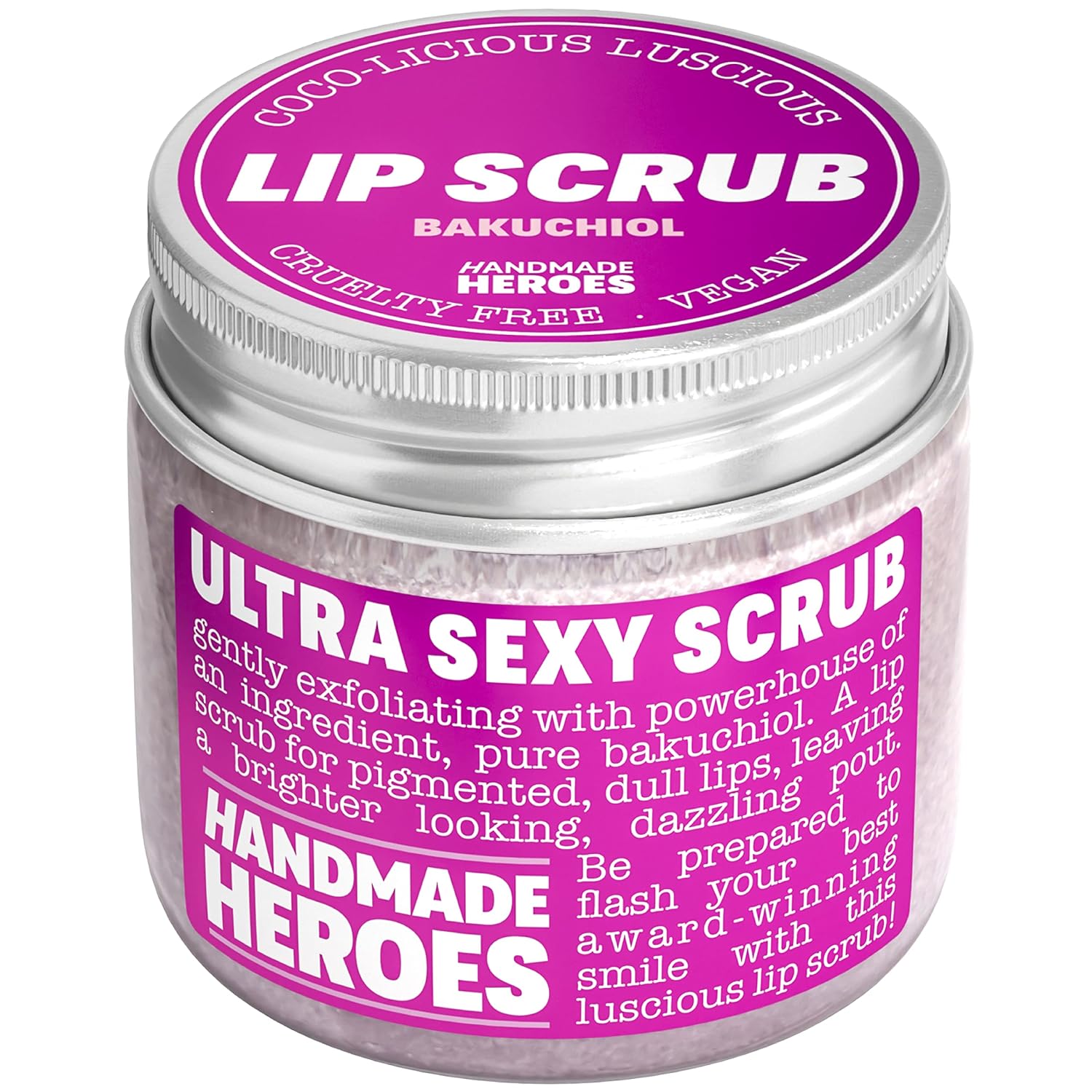 Handmade Heroes Bakuchiol – Exfoliante labial de 1 onza líquida, acondicionador profundo que ayuda a reducir las líneas finas y la apariencia de