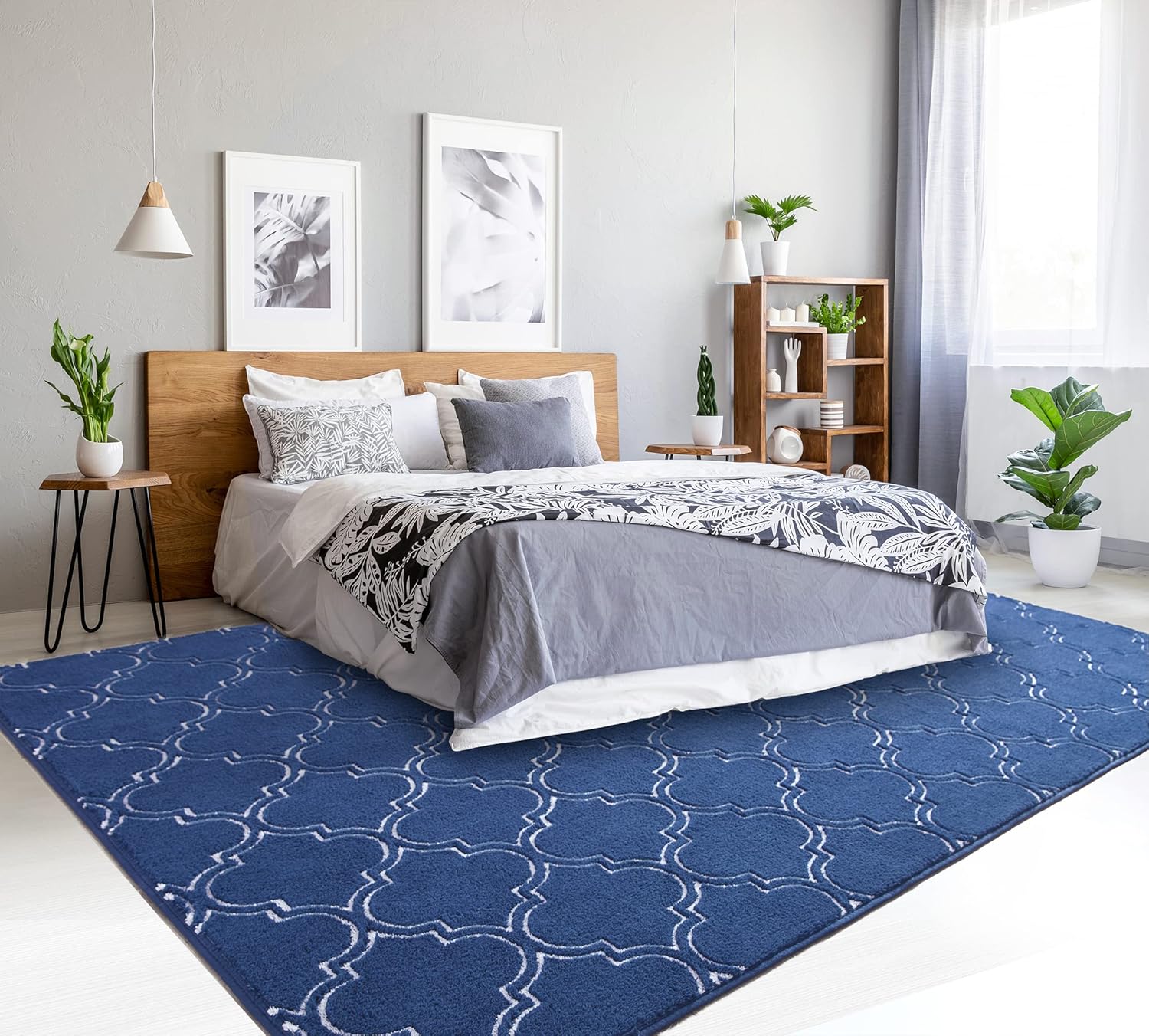 Chicrug Shag – Alfombra geométrica moderna para dormitorio, alfombra de interior de espuma viscoelástica, de 5 x 7 pies, alfombra mullida para sala