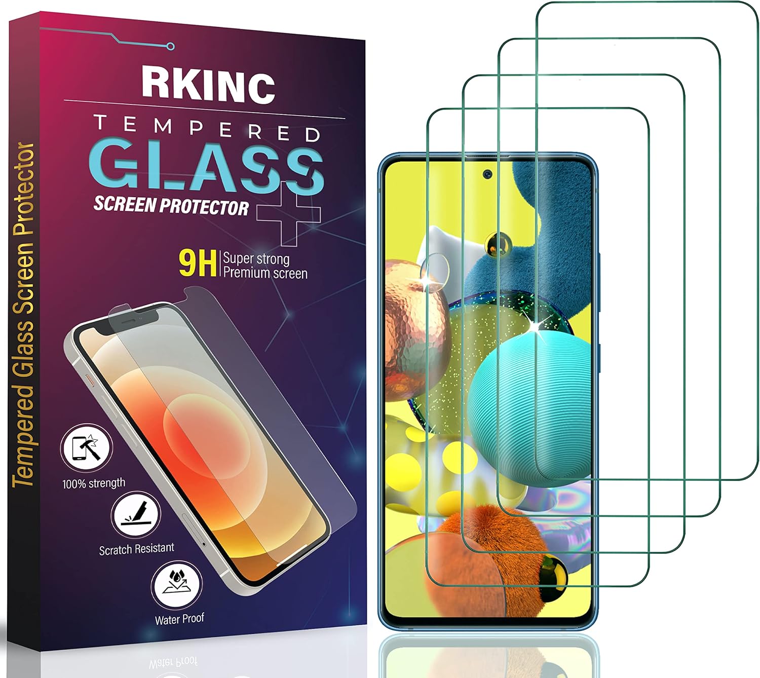 (4 unidades diseñadas para Samsung Galaxy A53 5G  A52  A52 5G  A51  A51 5G  A51 5G UW, protector de pantalla de película de vidrio templado, 0.013