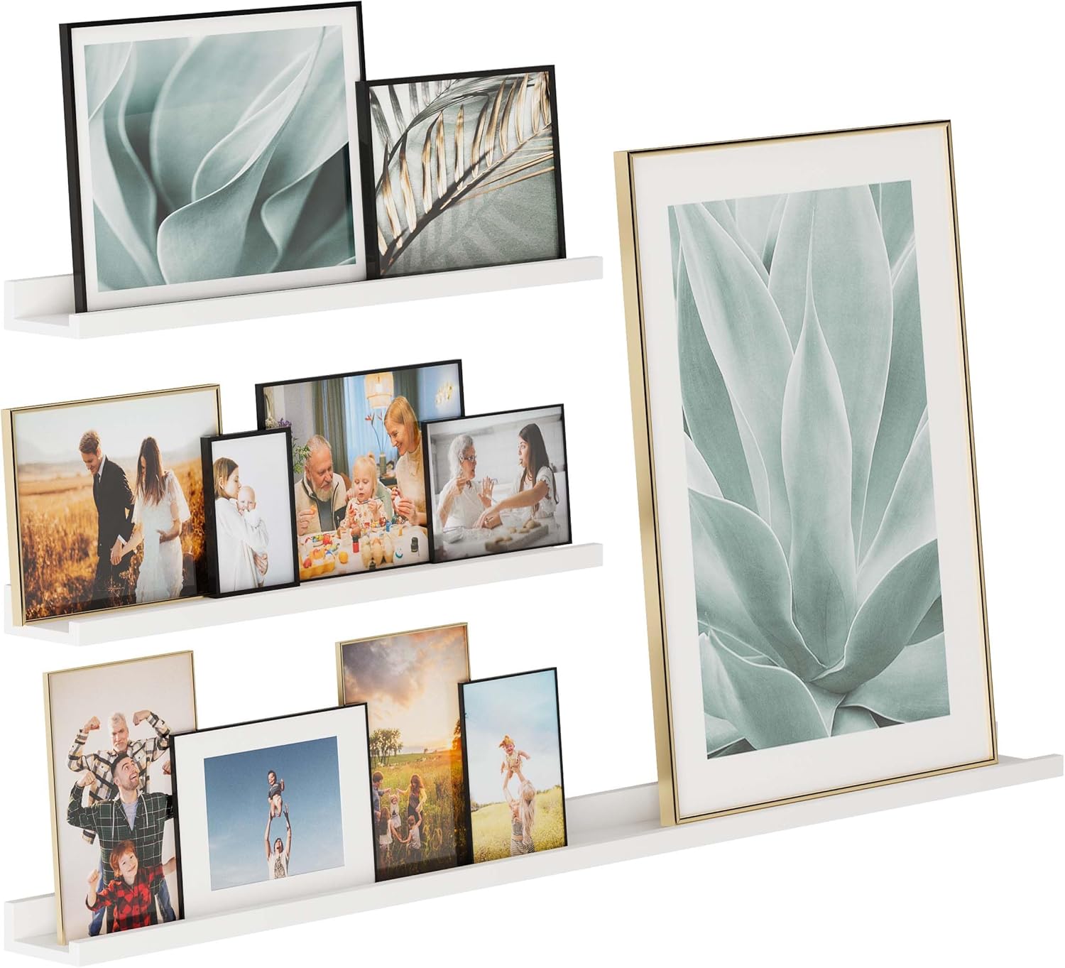 Wallniture Denver – Estantes flotantes de 48 a 24 a 24 pulgadas para marcos de fotos, decoración de pared de collage, juego de estantes de repisa de