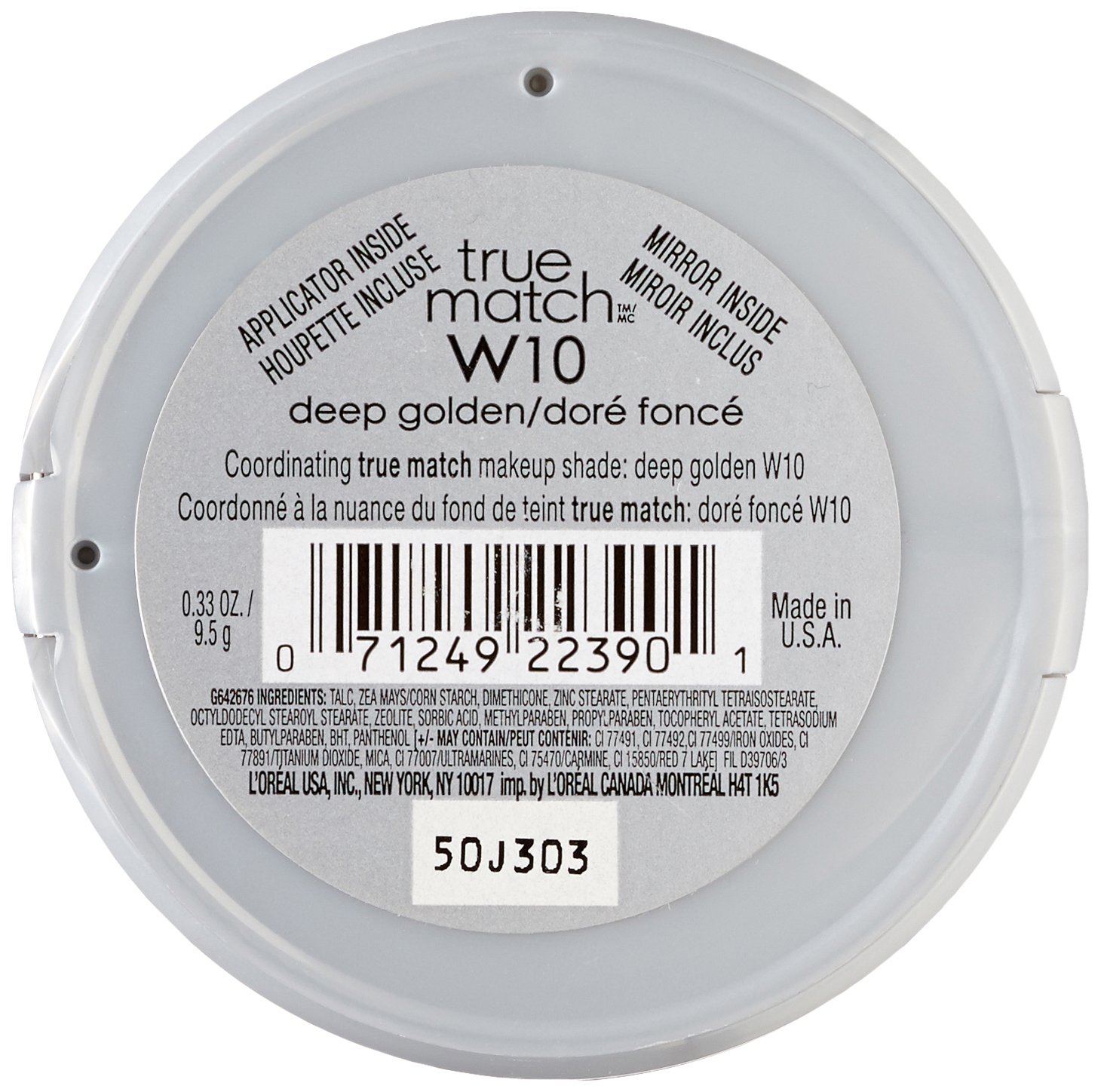 L ‘Oreal Paris, True Match, Polvo, 0.33onzas, Dorado profundo