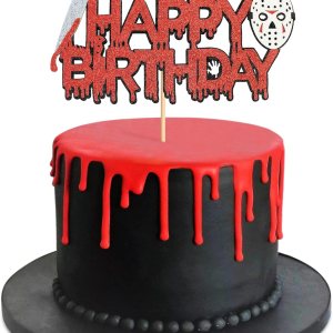 Ercadio 1 paquete de decoración de pastel de película de terror con purpurina para Halloween Killer para pastel de cumpleaños con temática de Ercadio 1 paquete de decoración de pastel de película de terror con purpurina para Halloween Killer para pastel de cumpleaños con temática de