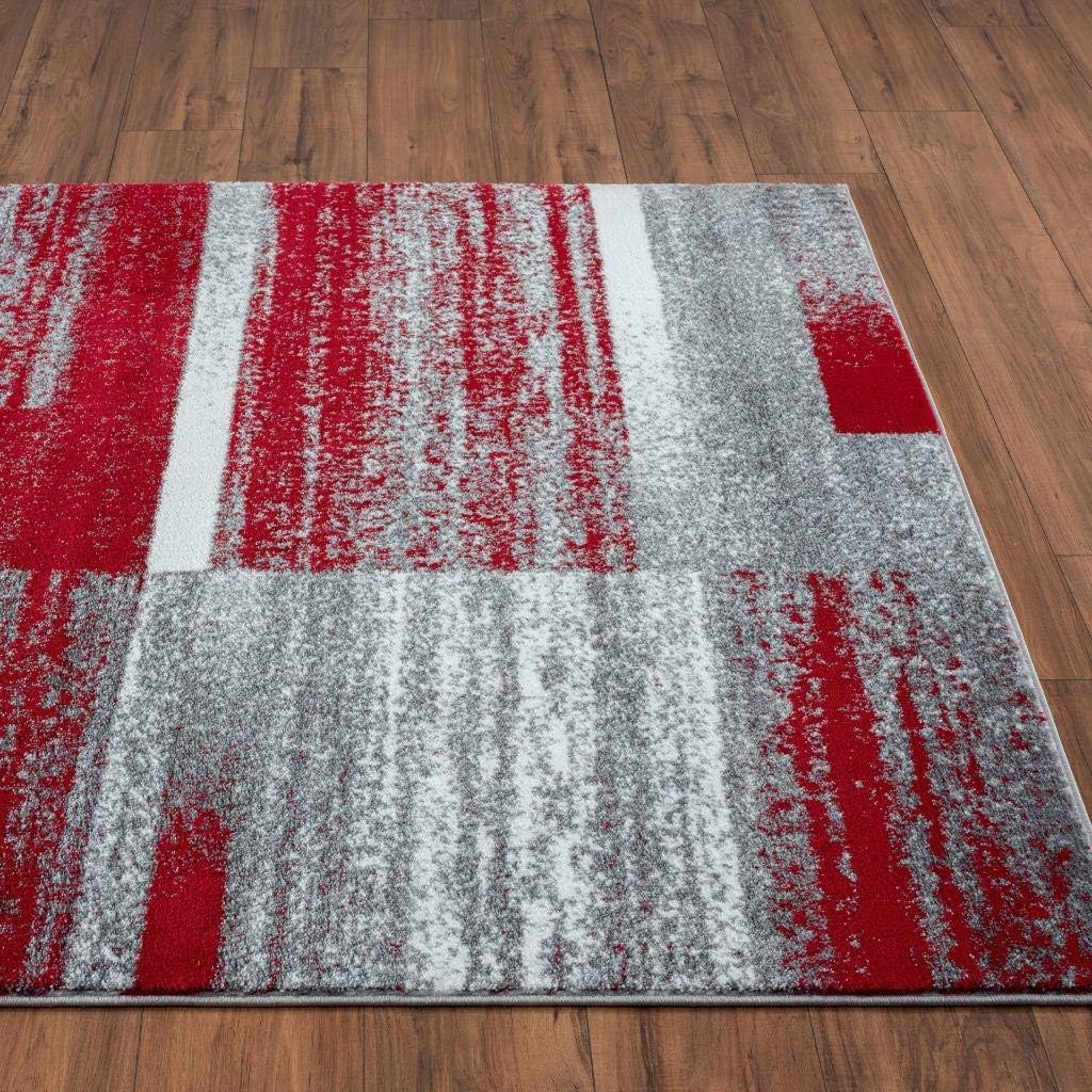 LUXE WEAVERS Lagos Collection 9248 – Alfombra geométrica Art Deco roja de 5 x 7 pulgadas