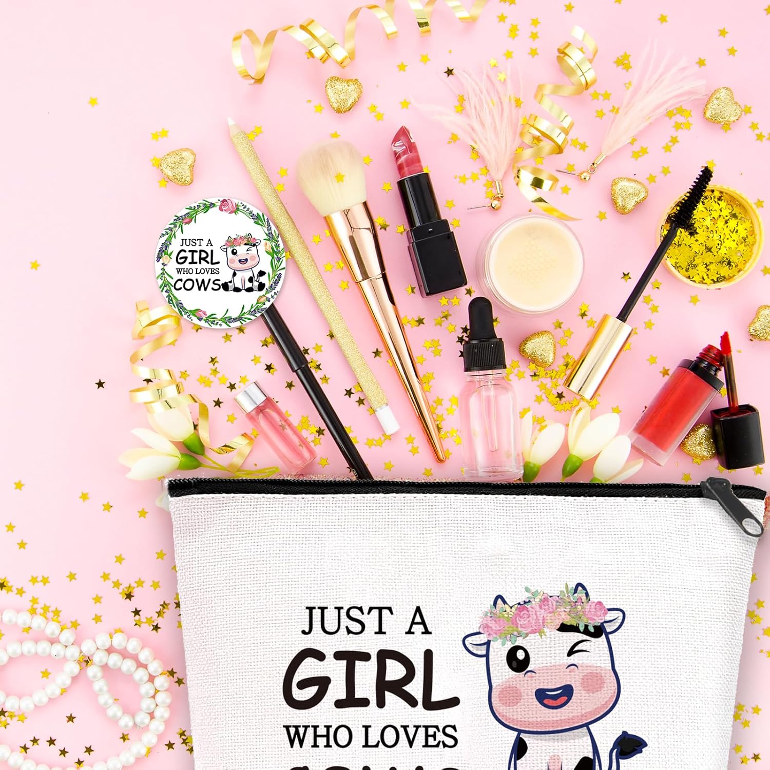 LUOHE Bolsas de cosméticos, Blanco, Set de regalos de vaca