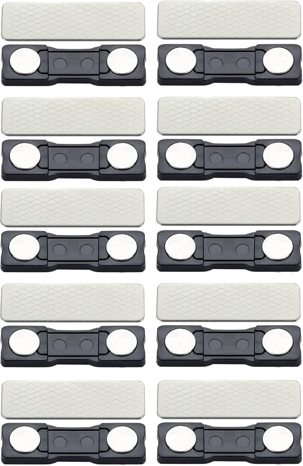 Performore Paquete de 10 imanes de etiqueta de nombre de 1.75 x 0.5 pulgadas con adhesivos 3M y placas traseras de acero inoxidable, insignia