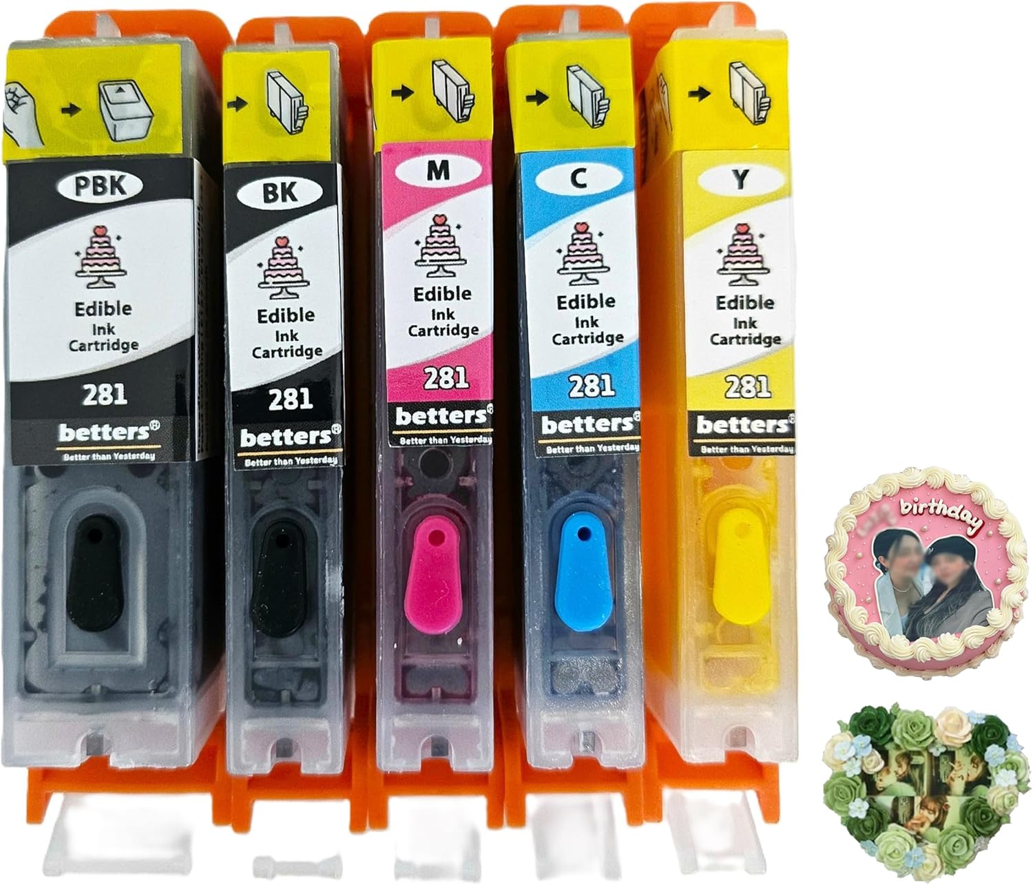 betters Cartucho de tinta para C A K E Topper Imagen PGI-280  CLI-281 para Pixma TS702 TS702a TR8520 TR8620 TR8620a TS6220 TS6320 TR7520 TR7620