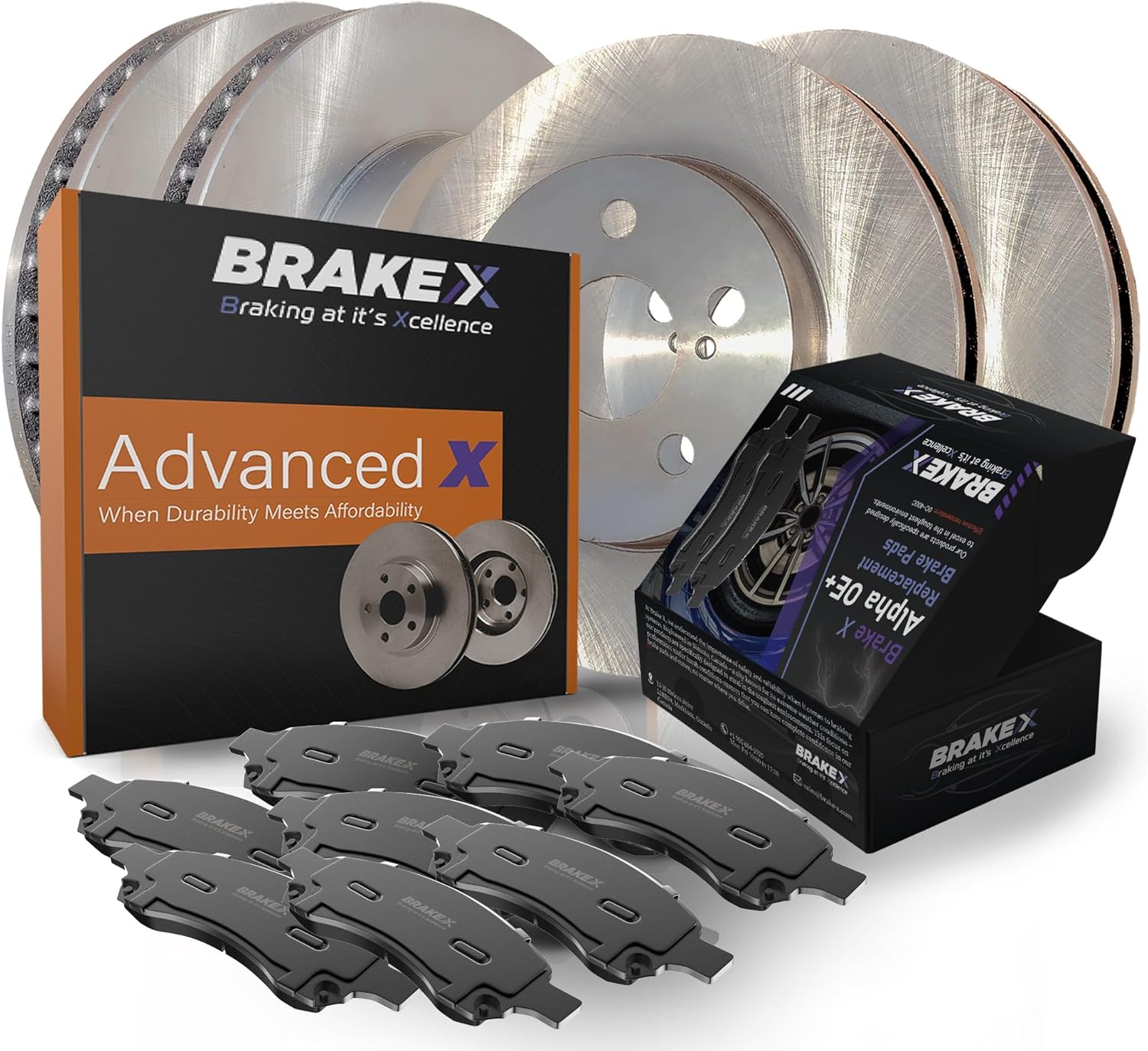 Brake X Kit de pastillas de freno y rotores de repuesto para Kia Forte Koup 2014-2016  Rotores X avanzados y pastillas de freno Alpha Ceramic