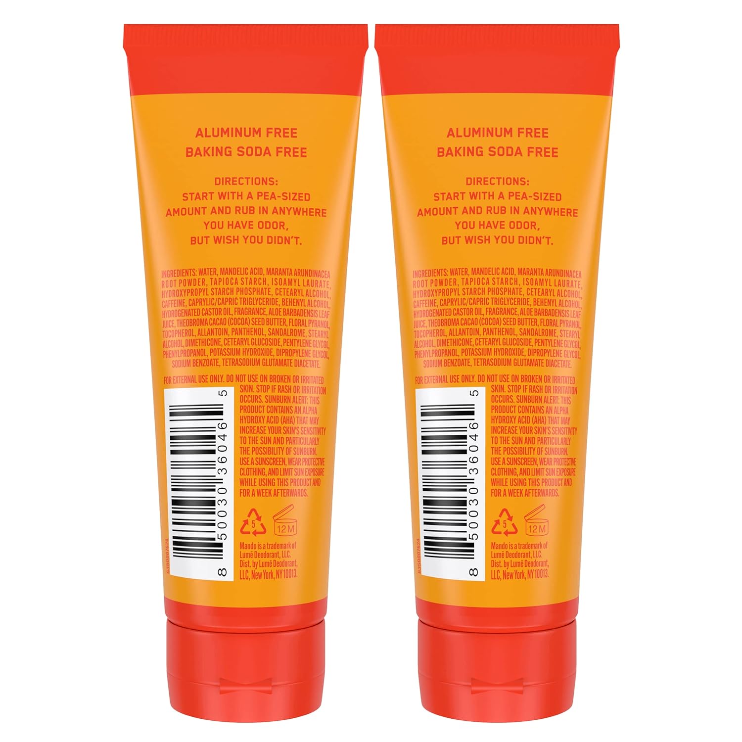 Mando Desodorante para todo el cuerpo para hombres, crema invisible, control de olores de 72 horas, sin aluminio, sin bicarbonato de sodio, seguro