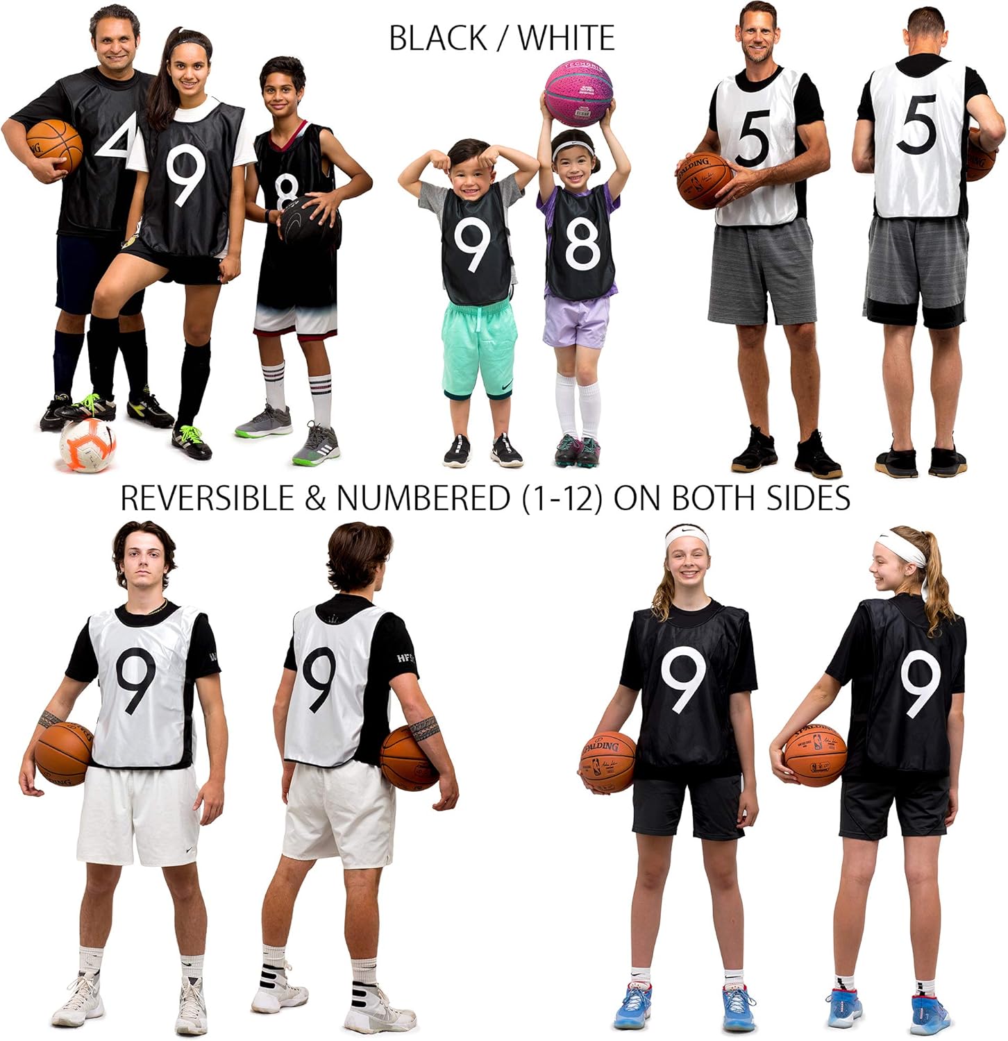 Pinnies – Chalecos de práctica numerados reversibles para fútbol, baloncesto, pruebas, ligas, adultos y niños