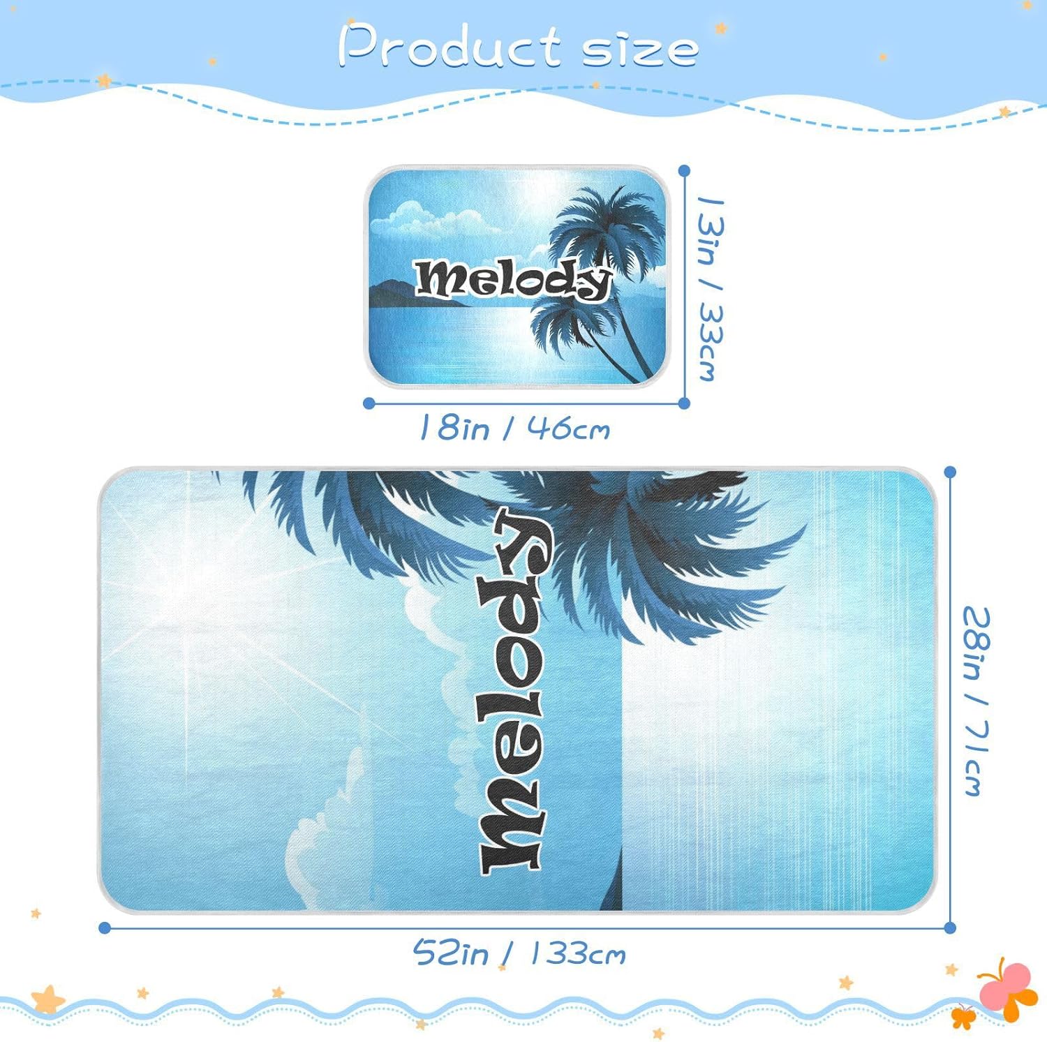 Protector de colchón personalizado de verano para cuna, palmeras de playa para niños y niñas, tapete de seda de hielo, sábanas de cama para
