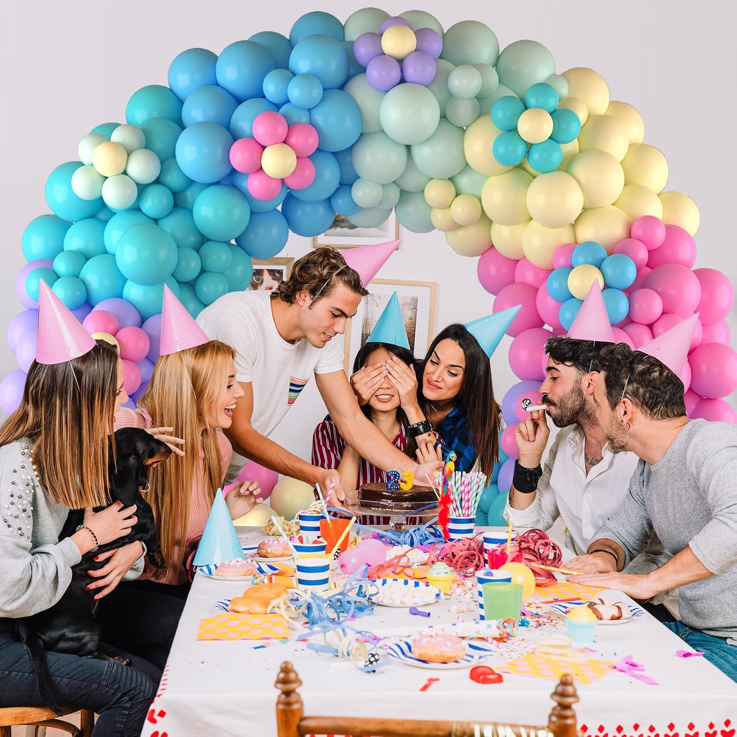 Kit de guirnalda de globos pastel, kit de arco de guirnalda de globos arcoíris, 6 globos multicolor surtidos, arco de globos de colores surtidos,