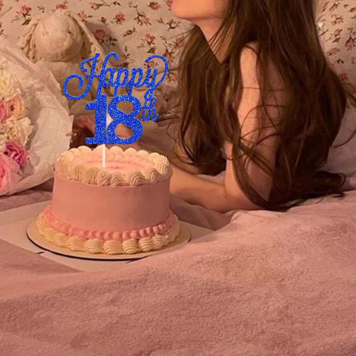 1 paquete de decoración para pastel de feliz 18 años, purpurina negra número 18, 18 cumpleaños, decoración para tartas de cumpleaños de 18 años,