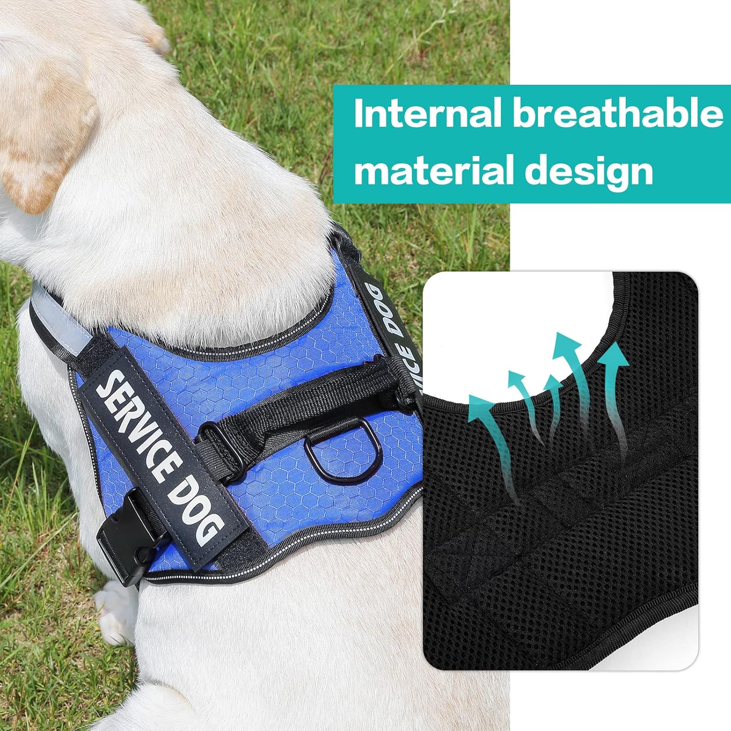 MUMUPET – Arnés para perro guía, fácil de poner y quitar, arnés de chaleco para mascotas, reflectante 3M, transpirable y fácil de ajustar, con mango