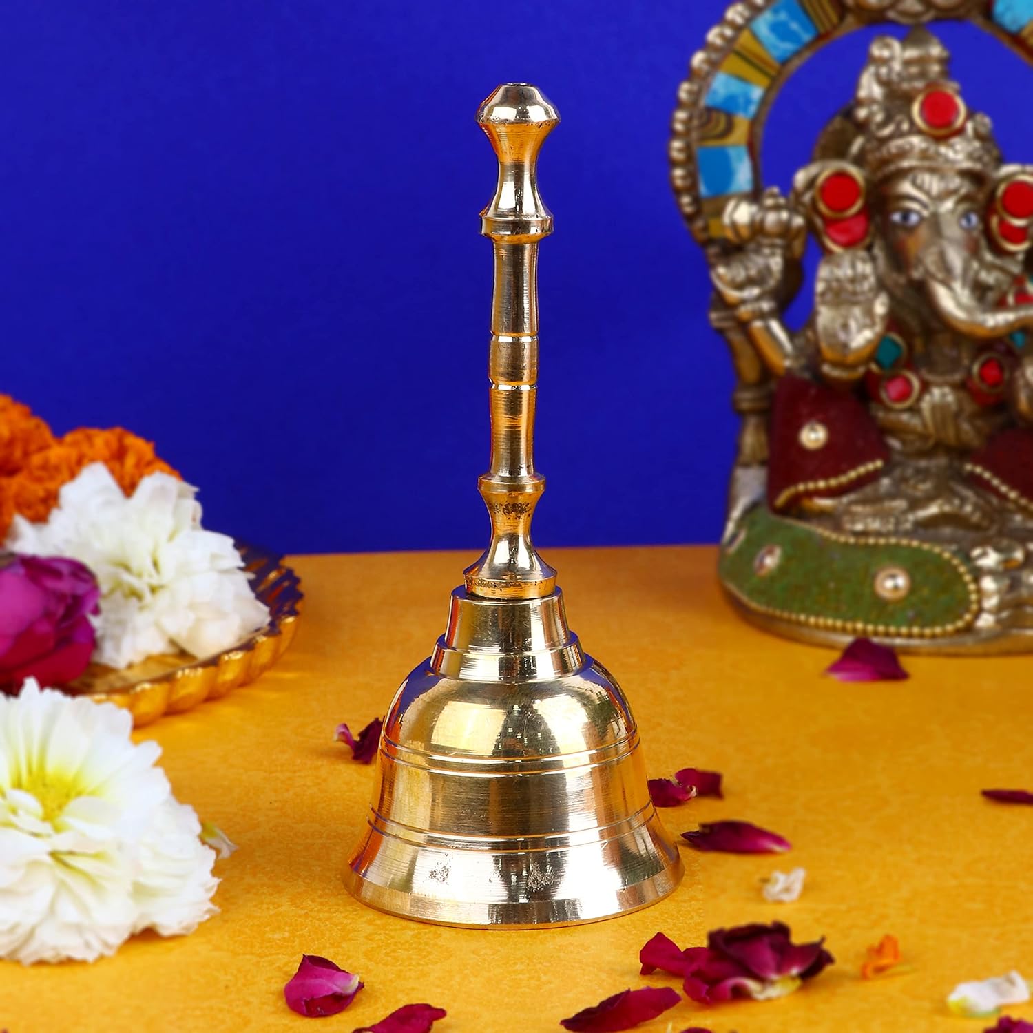 SATVIK – Campana Puja de latón indio religioso diwali, festivo, diario, Pooja, hogar, templo mandir, oficina, Ghanti, escuela, recepción, boda,