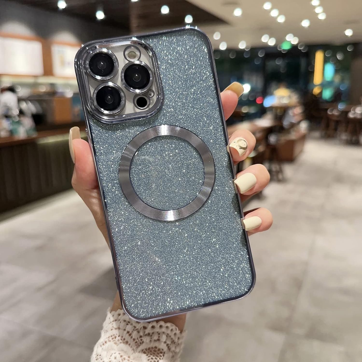 Funda magnética compatible con iPhone 11 de 6.1 pulgadas compatible con MagSafe con protector para lente de cámara, bonita funda transparente con