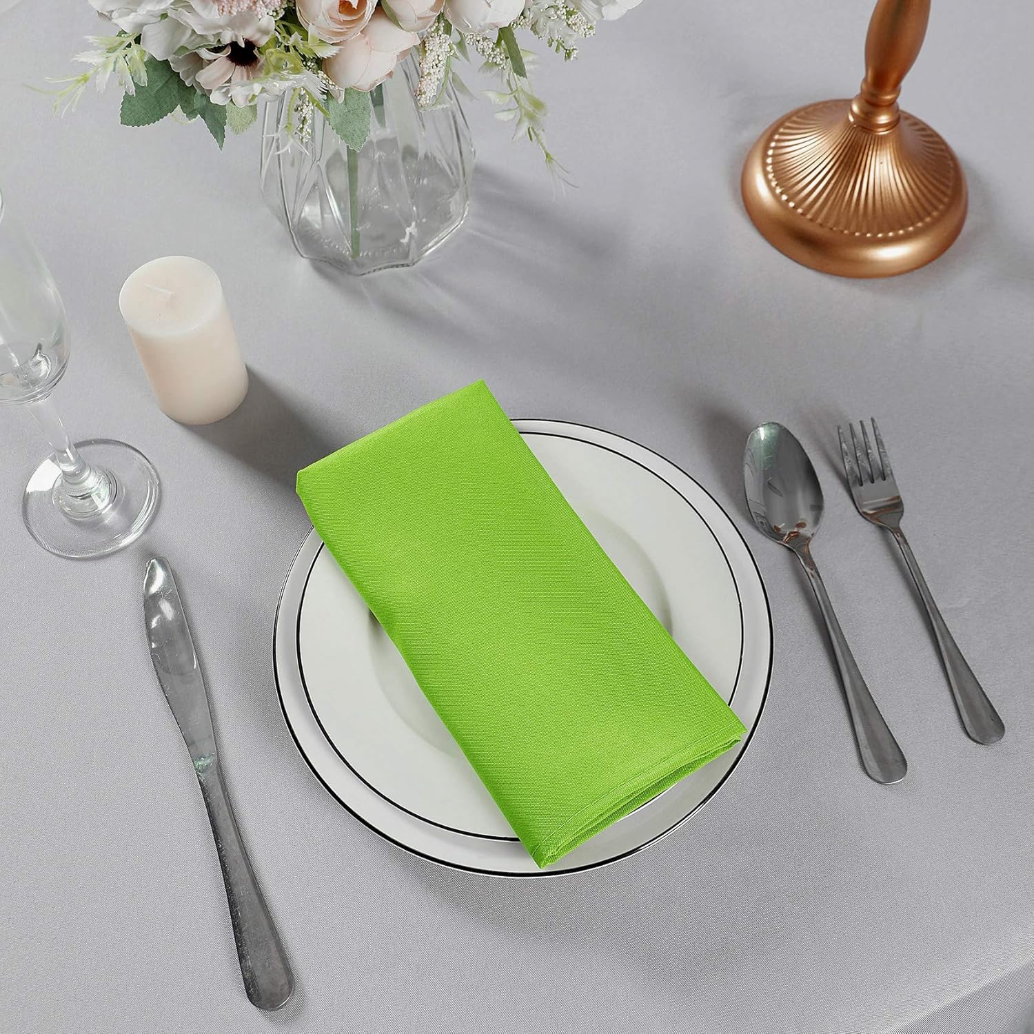 Cupuamon Servilletas de tela de 20 x 20 pulgadas, lavables de poliéster, servilletas de mesa suaves para bodas, fiestas, cenas, banquetes (verde