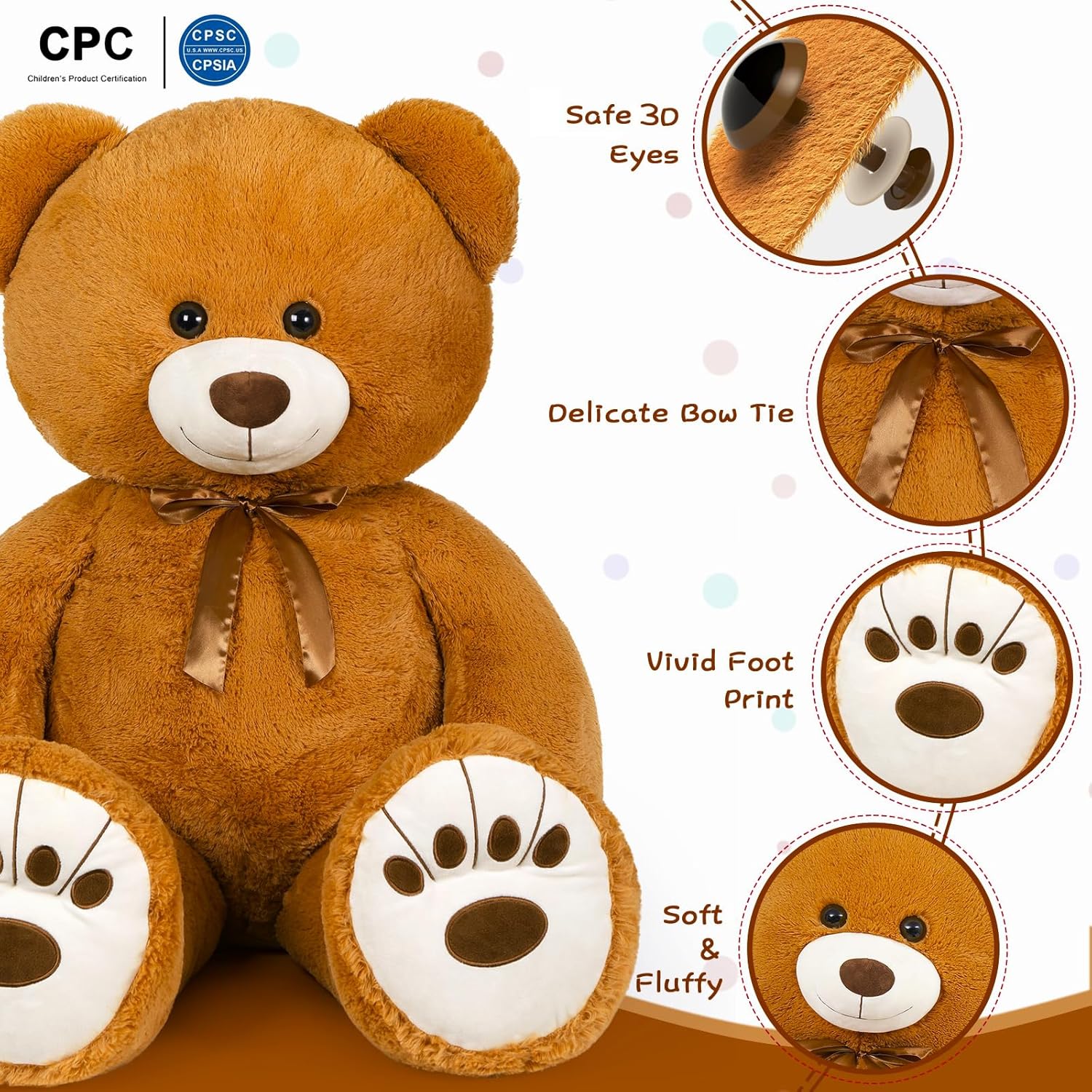 MorisMos Oso de peluche gigante de 50 pulgadas, oso de peluche, oso de peluche grande, oso de peluche suave para niños y niñas, regalo de
