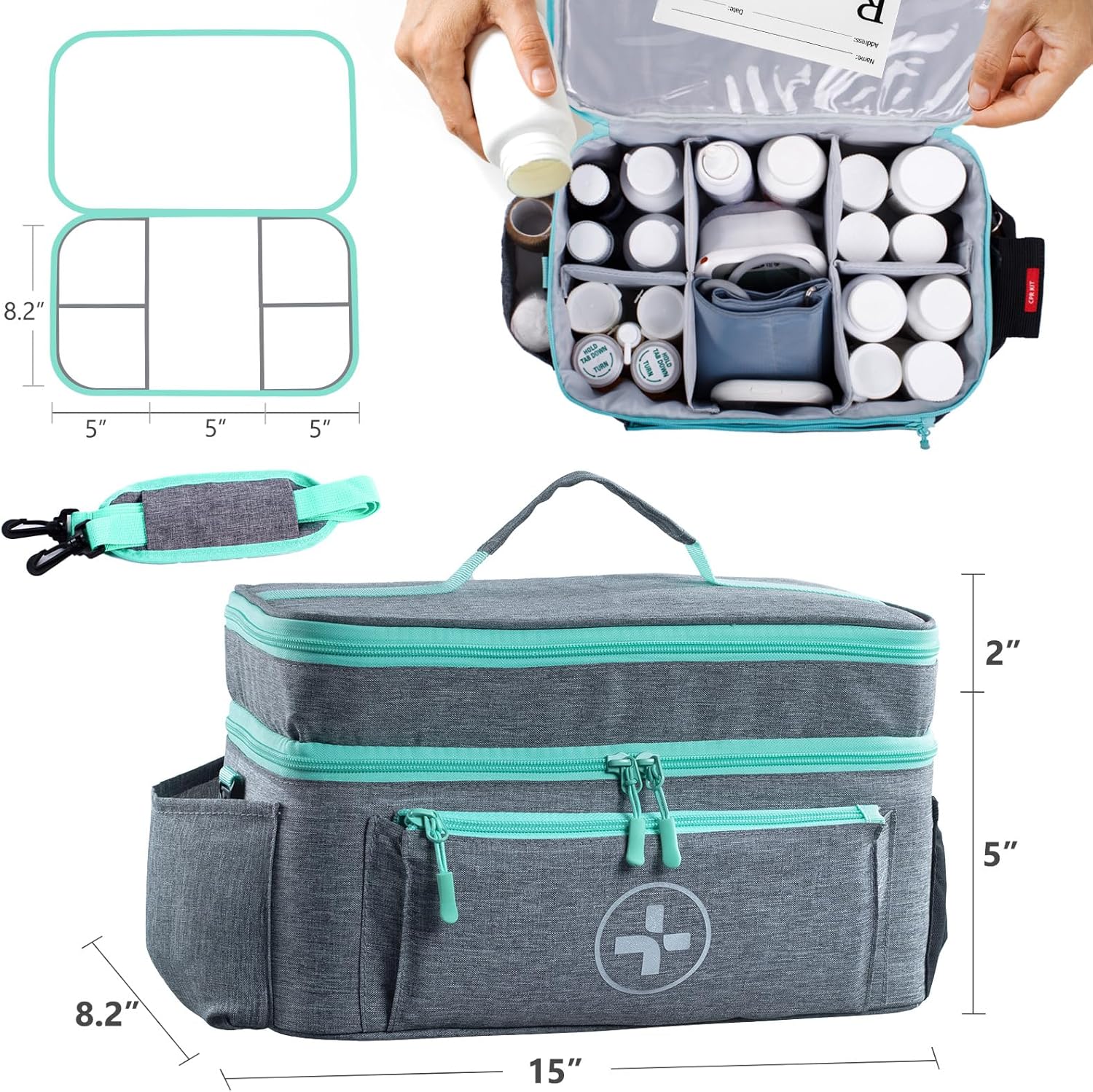 Organizador de bolsas de medicamentos de viaje, organizador de medicamentos, organizador de botellas de píldoras, organizador de medicamentos para