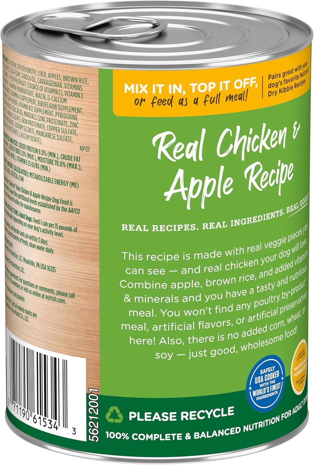 Rachael Ray Nutrish Premium Pate – Alimento húmedo para perros, pollo y manzana, lata de 13 onzas (paquete de 12)