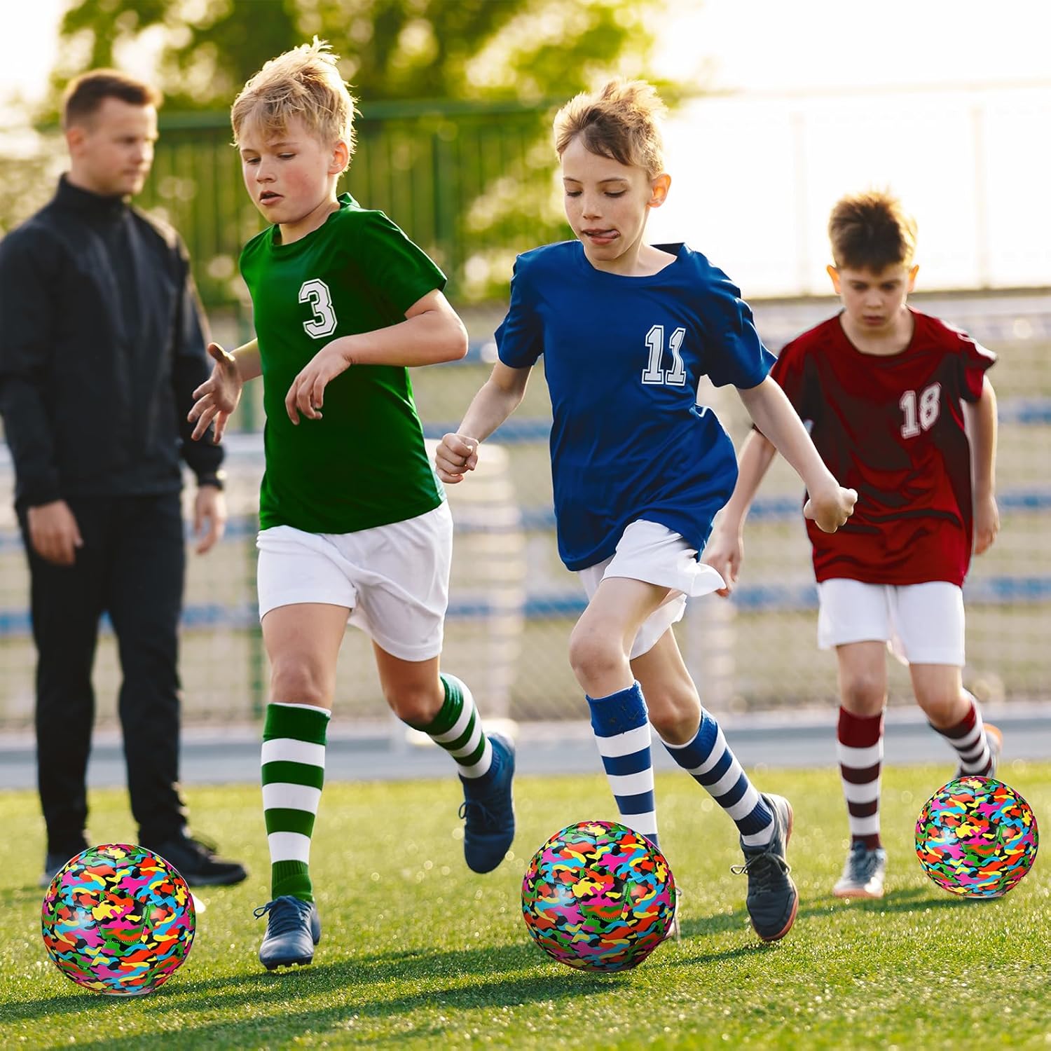 Pelota de fútbol de camuflaje tamaño 4 para niños y niñas, pelota de fútbol con bomba de inflador, para deportes en interiores y exteriores, pelota