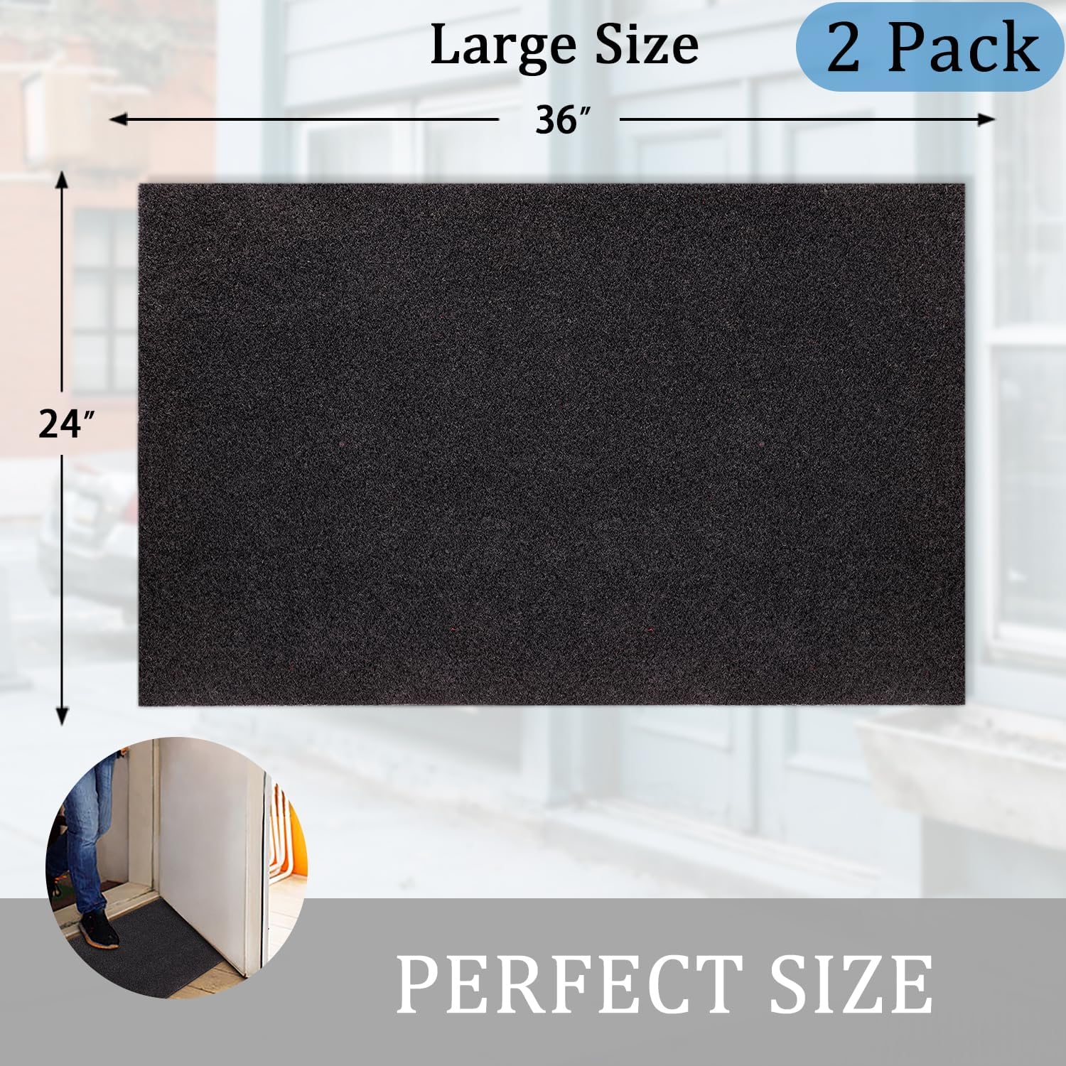 AAZZKANG Paquete de 2 tapetes grandes para puerta delantera para exteriores, con parte trasera antideslizante, multiusos, 36 x 24 pulgadas, tapete