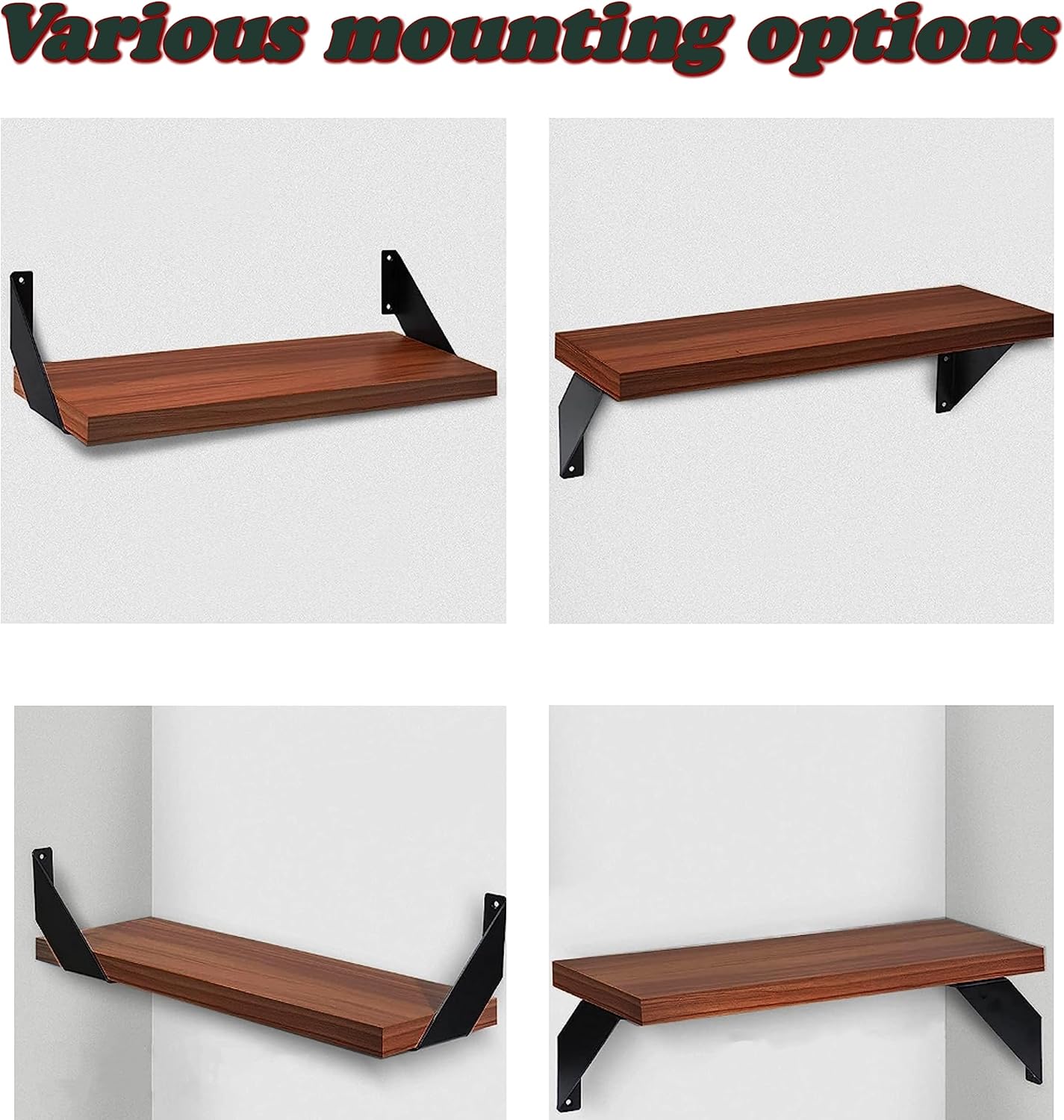 Paquete de 2 soportes angulares resistentes de 8 pulgadas para estantes flotantes  Soportes de pared elegantes y decorativos  Incluye tornillos y