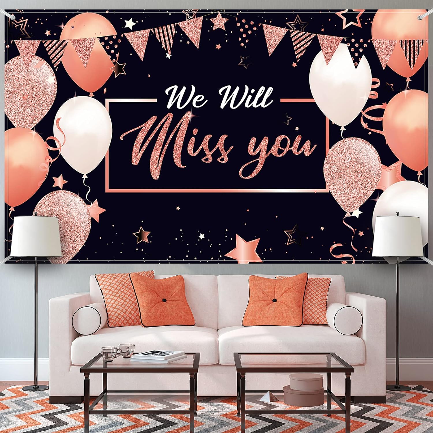 We Will Miss You – Decoraciones de fiesta, telón de fondo extragrande para fiesta de despedida de soltera, aniversario, jubilación, fiesta de