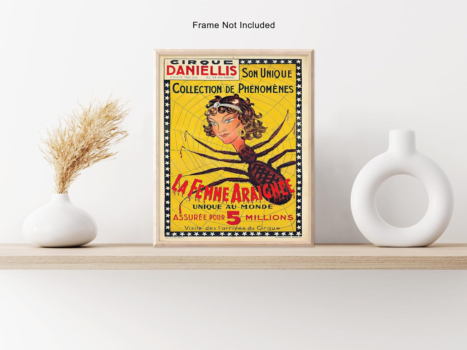 Poster Master Póster vintage de mujer araña, impresión retro de La Femme Araignee – Arte de publicidad de circo – Regalo para él, ella, hombres,