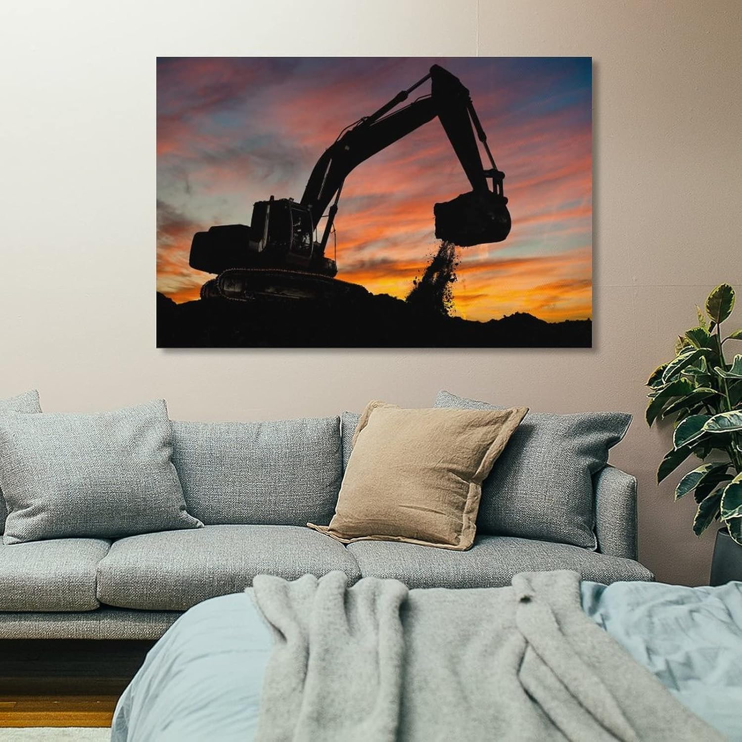 Póster de excavadora de construcción con equipo pesado, impresiones en lienzo para decoración de pared, decoración de habitación, decoración de