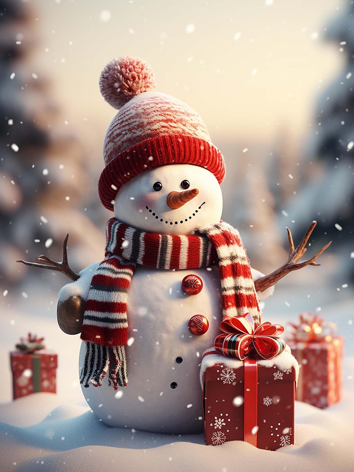 Cuneai – Pintura de diamantes 5D con diseño de muñeco de nieve, pintura con diamantes, arte de Navidad, bordado de cristal, punto de cruz, taladro
