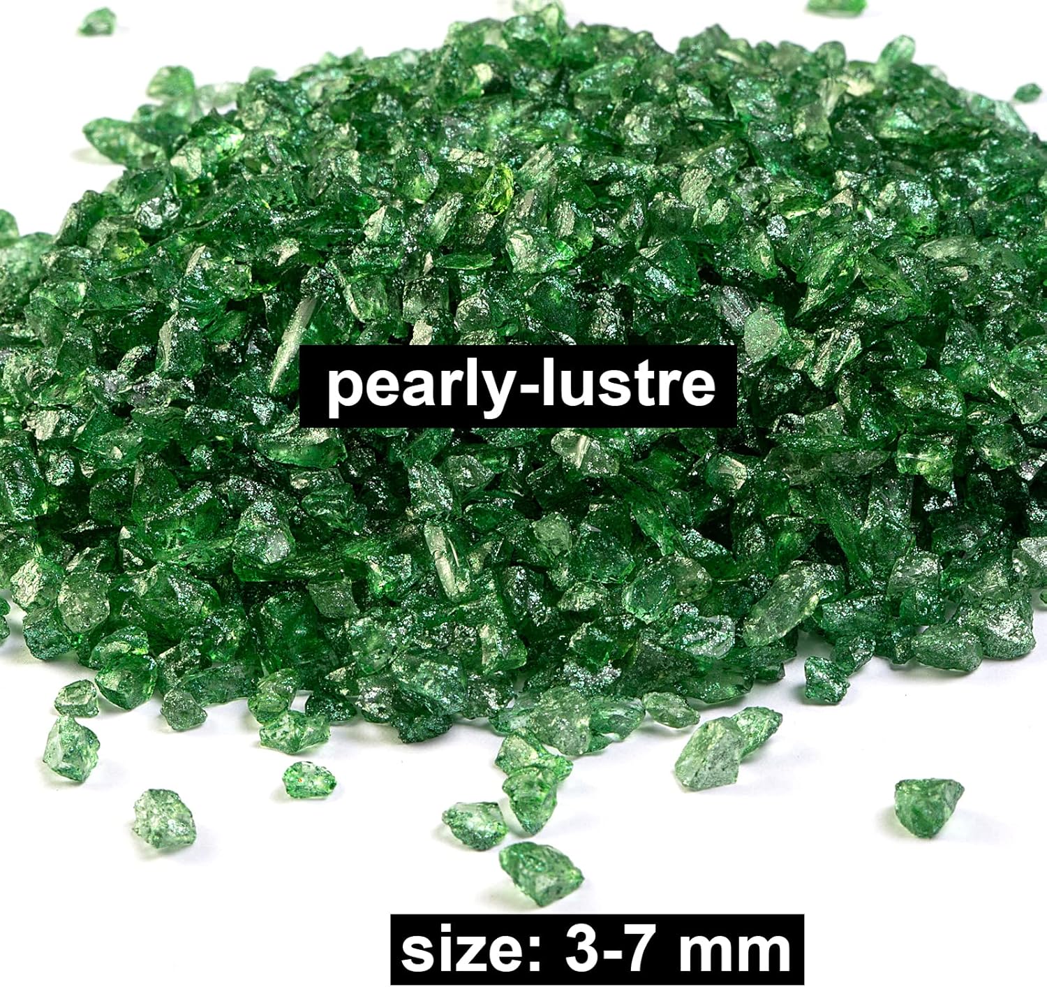 Piedras de terrario de cristal triturado verde de 1.3 libras para arte de resina, manualidades, decoración de Navidad, dispersos de mesa, cubierta