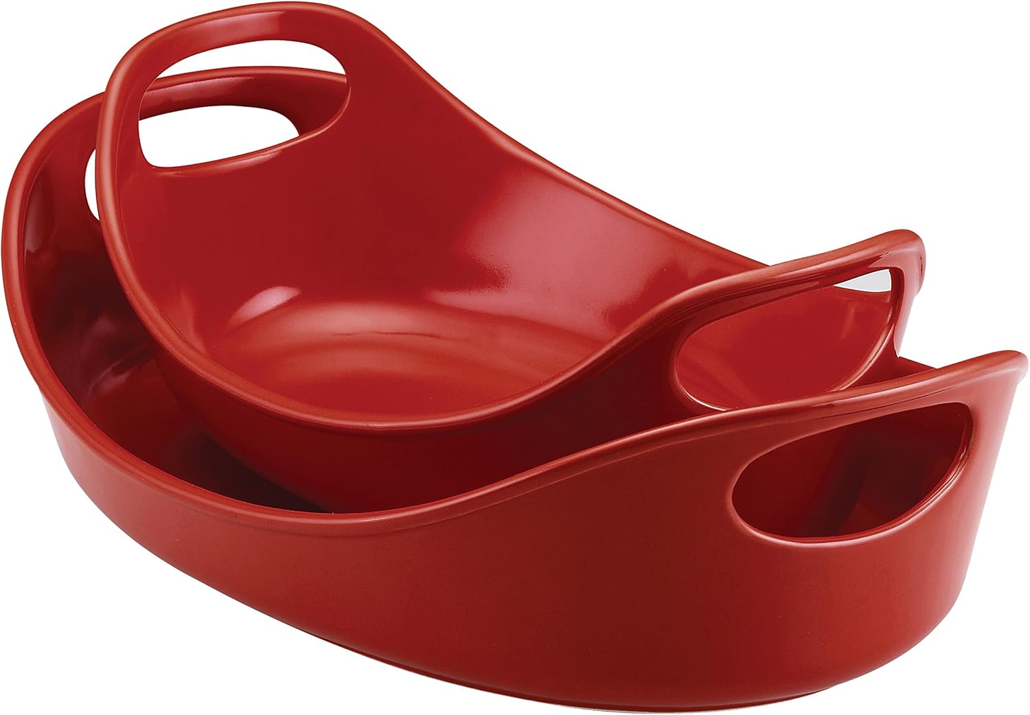 Rachael Ray Solid Glaze Ceramics – Juego de utensilios para hornear y hornear (2 piezas, color rojo)