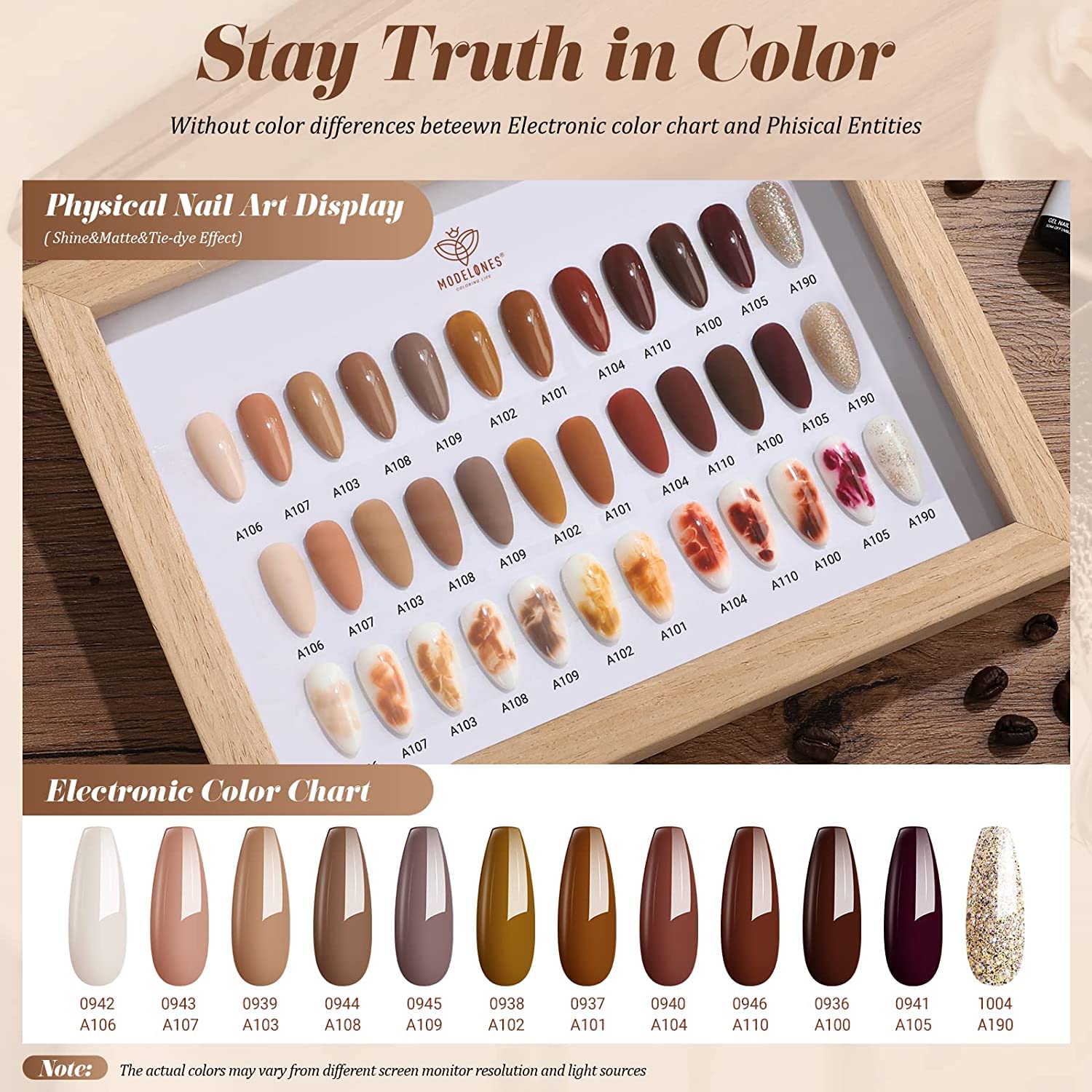 Modelones – Juego de esmaltes para uñas en gel para hacer arte en uñas kit otoñal e invernal de esmaltes en gel en color marrón nude, 12 unidades de