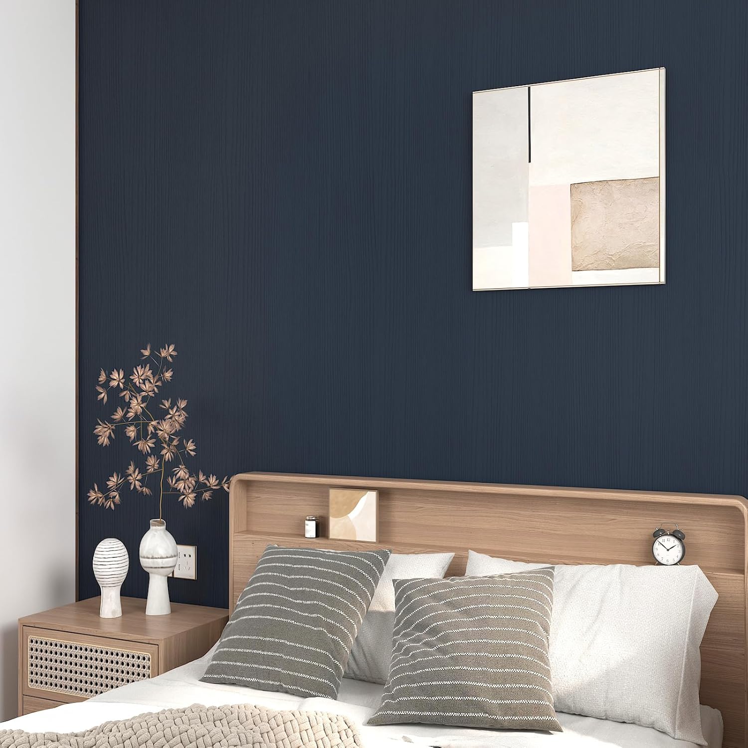 CHIHUT Papel tapiz de madera azul marino de 17.7 x 236 pulgadas, papel de contacto de madera azul, autoadhesivo, extraíble, papel de pared de vinilo