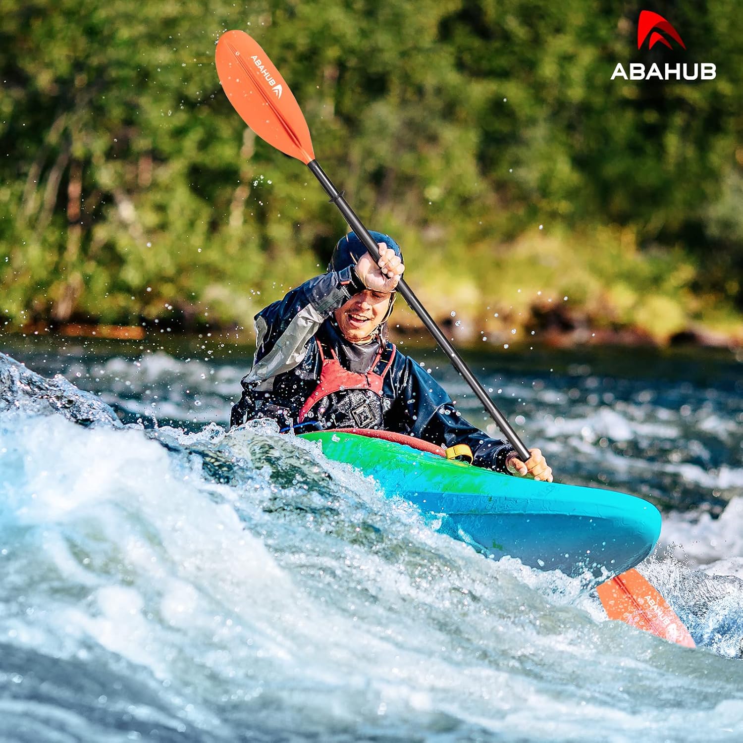 Abahub 1 pala de kayak, remos de kayak de 90.5 pulgadas para canotaje, canoa con correa de remo gratis, eje de aleación de aluminio, cuchillas de