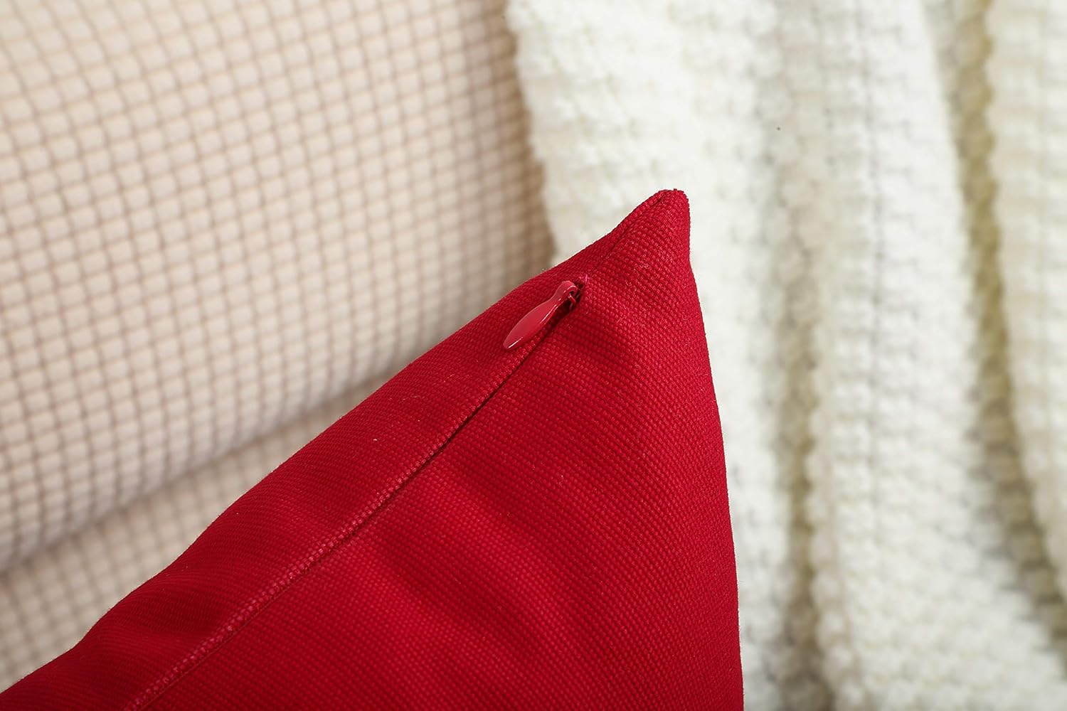 TangDepot – Funda de almohada hecha a mano 100% lona de algodón, Algodón, Rojo (Christmas Red)