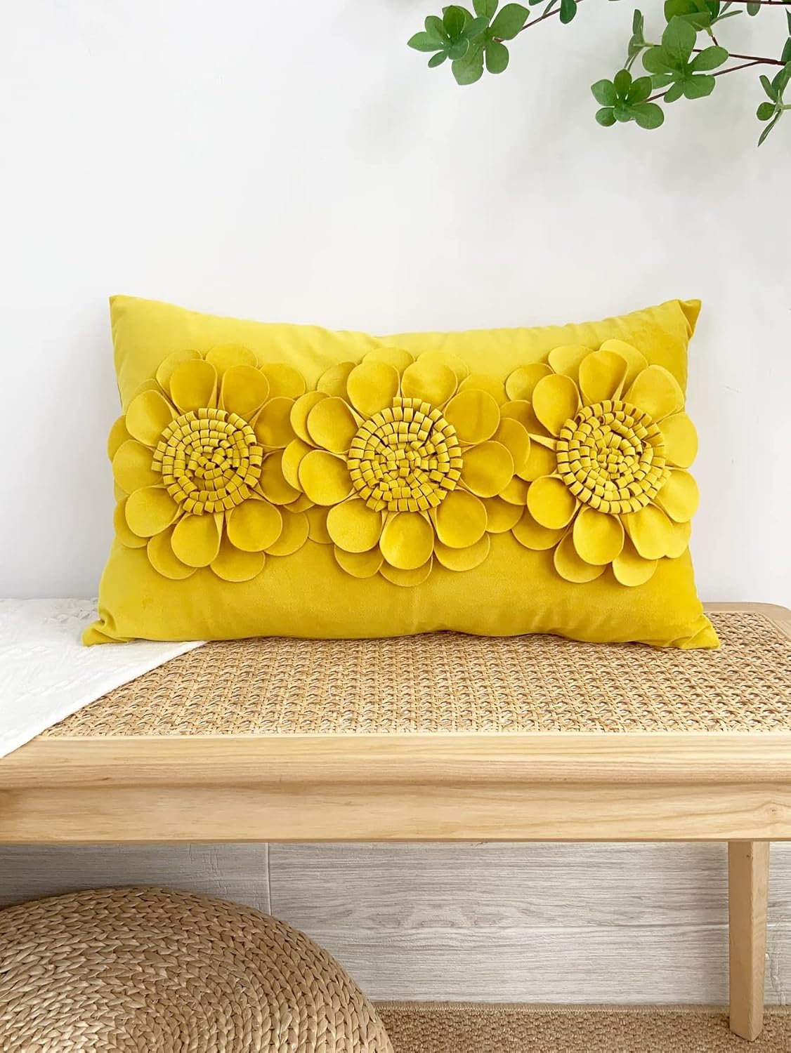 QWINEE Funda de almohada decorativa hecha a mano con flores 3D, fundas de cojín decorativas, cuadradas, regalo para el hogar, sofá, coche, cama,