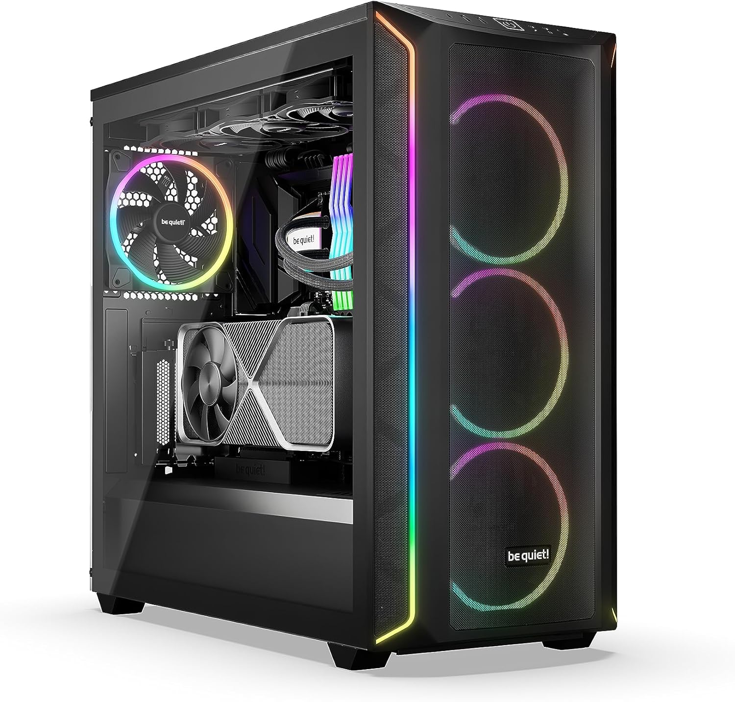 be quiet! Shadow Base 800 FX – ARGB – 4 ventiladores PWM de 5.512 in de alas ligeras – Carcasa para juegos de PC de torre media – Radiadores de