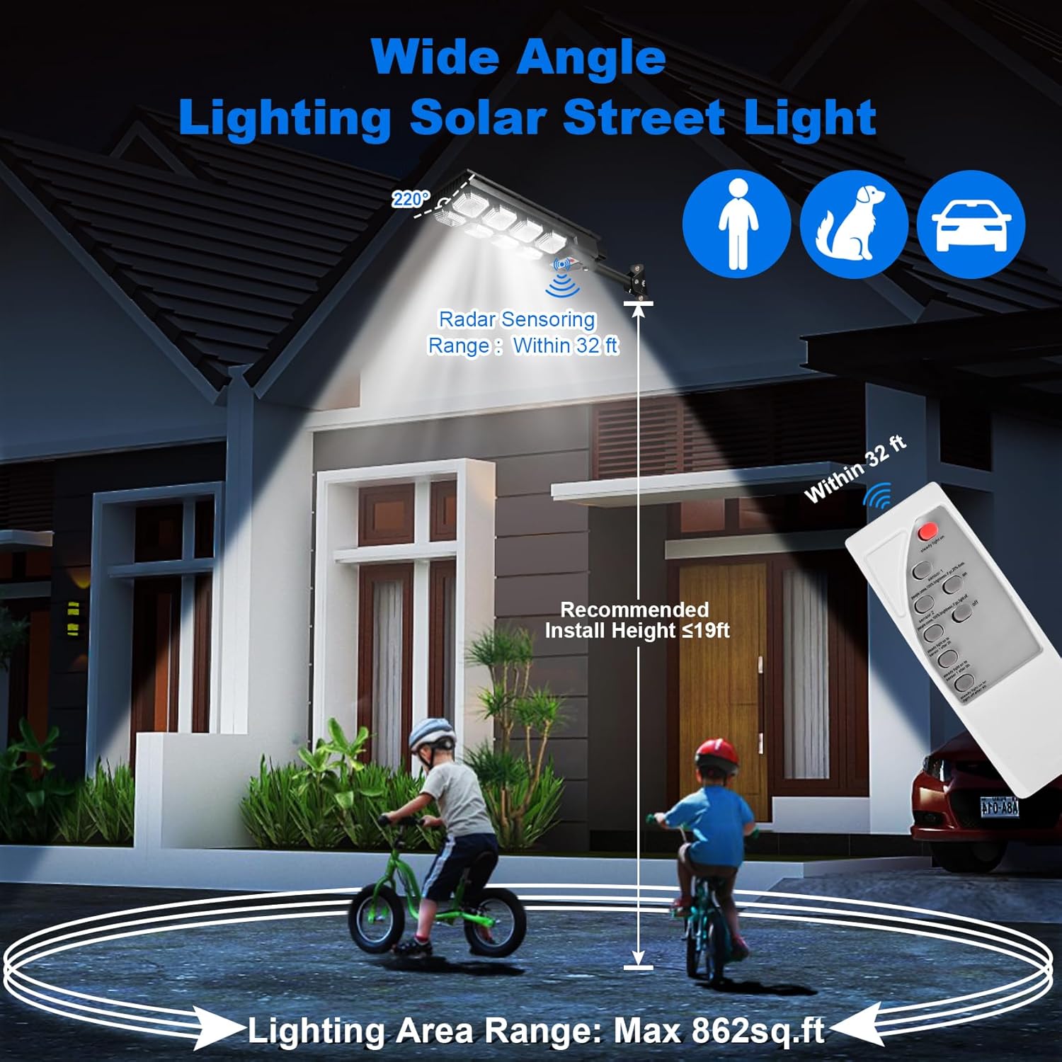 Luces de inundación solares para exteriores – Luz con sensor de movimiento impermeable al aire libre – Luces de seguridad solares LED de 150 W para