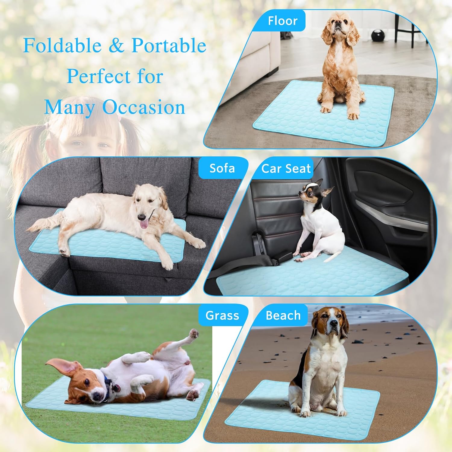 Tapete refrescante para perros, gatos, tapete de cama reutilizable para mascotas, tapete de seda de hielo lavable, tapete de refrigeración para
