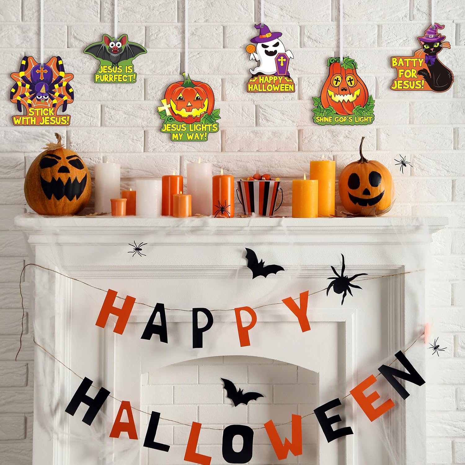 Outus 36 juegos de calcomanías de calabaza cristiana de Jesús cristiano, kits de manualidades de calabaza religiosa, adornos de Halloween,